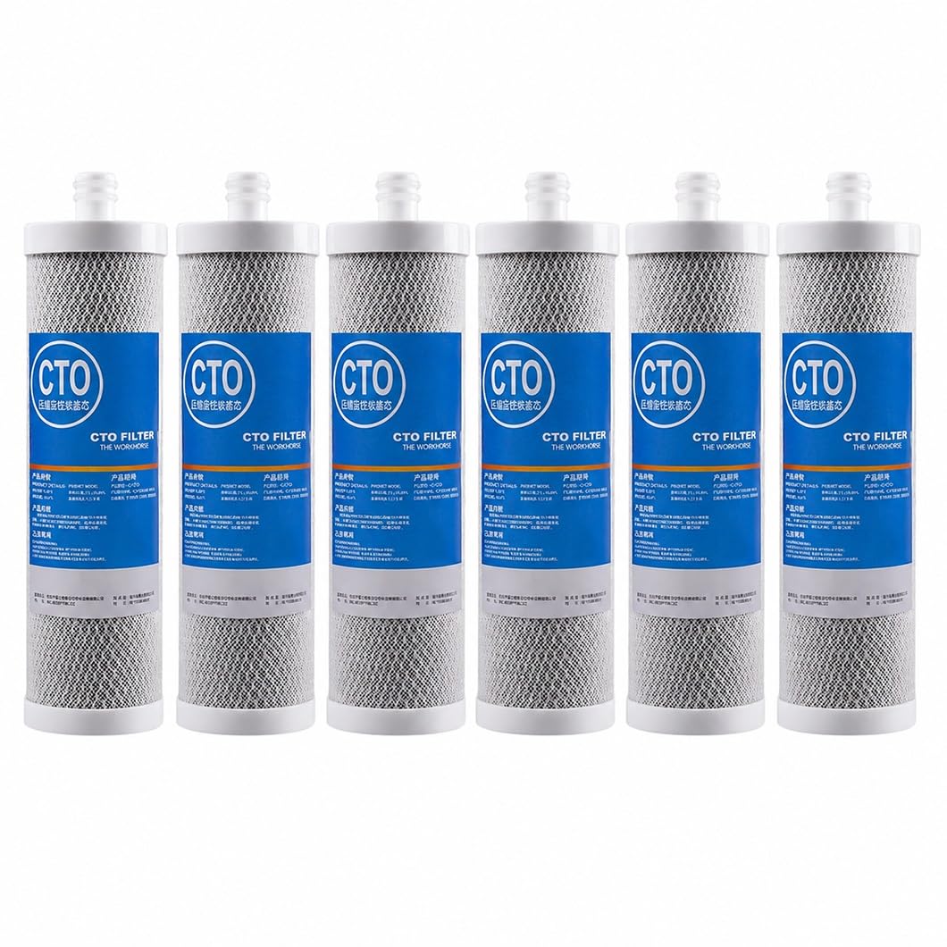 Cartouches filtrantes charbon actif de noix de coco CTO 6 pcs