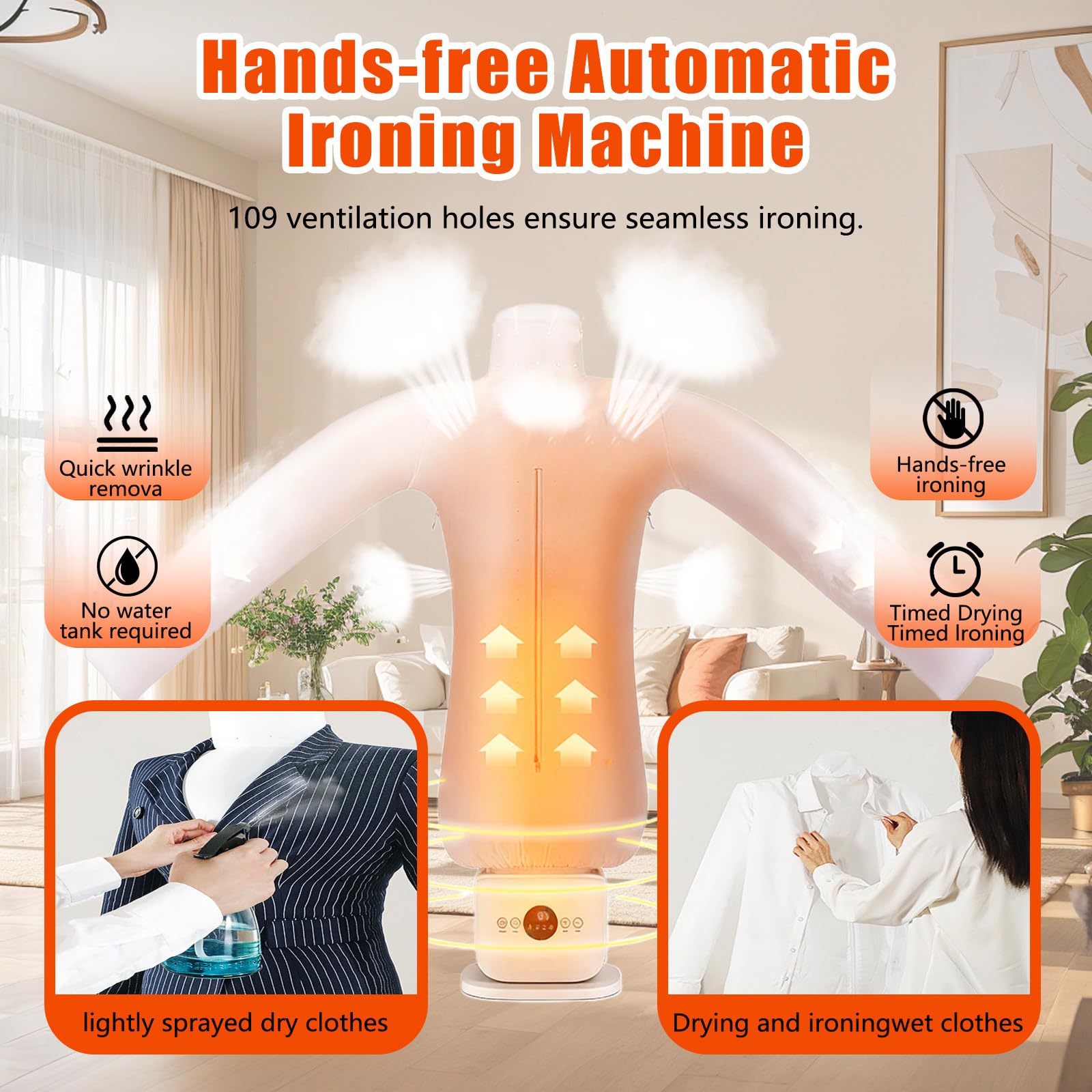 Planchadora automática, Plancha de Vapor portátil, Secado rápido en 8 Minutos, Secado 360° sin Puntos Ciegos, Plancha para Camisas, Zapatos, Pantalones y Faldas.