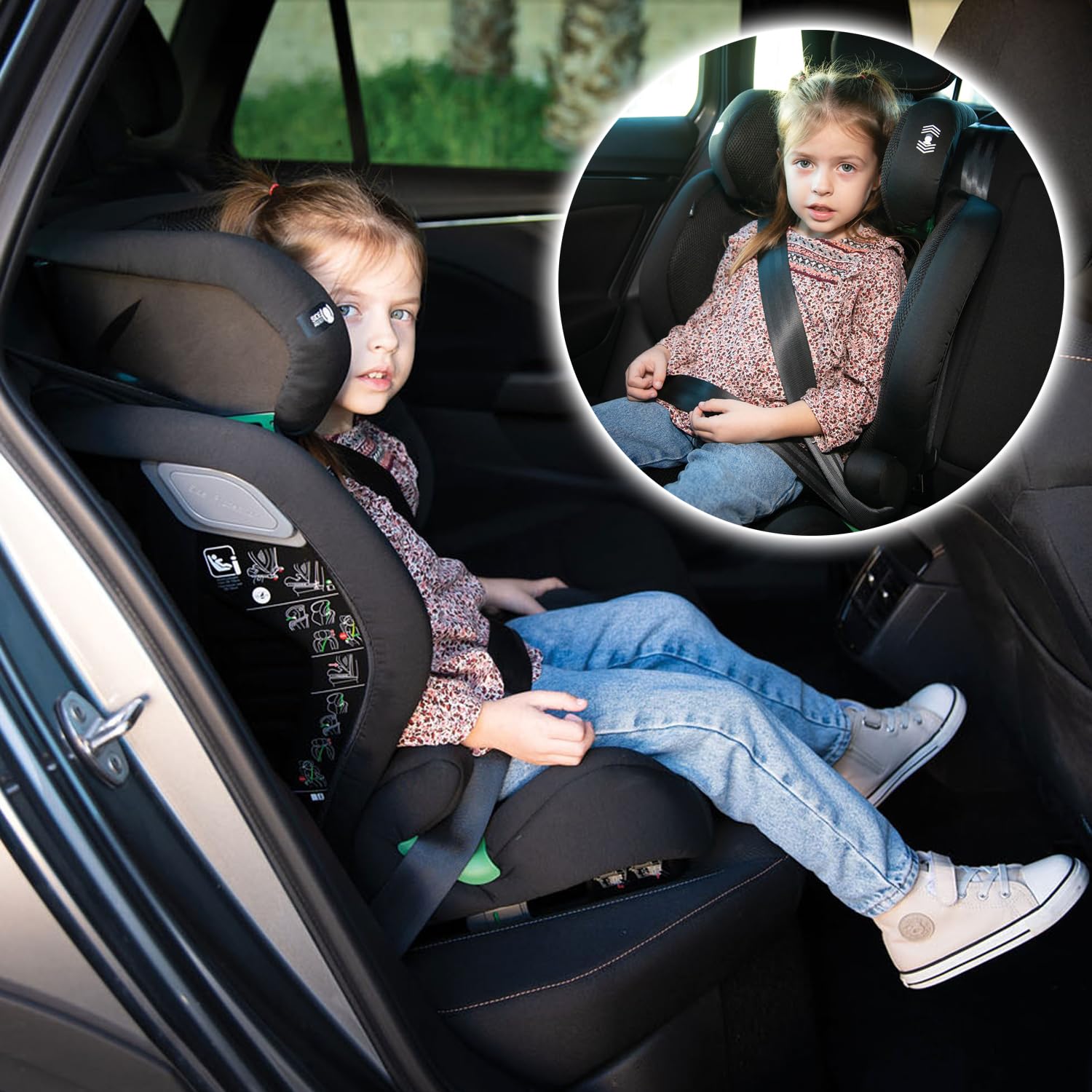 Olmitos AIRON TECH Silla de Coche i-Size 100-150 cm con ISOFIX Integrado, Asiento Infantil Reclinable, Reposacabezas Ajustable, Protección Lateral, Tejido Transpirable 3D, Respaldo ExtraíblE (Beige)