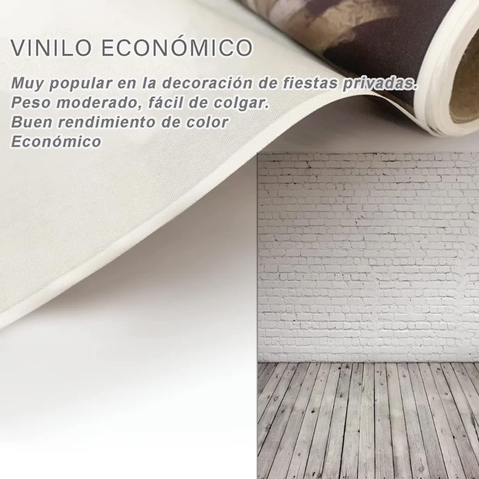 Fondo fotográfico de estudio: pared de ladrillo blanco, suelo de madera, tela, 1,6 x