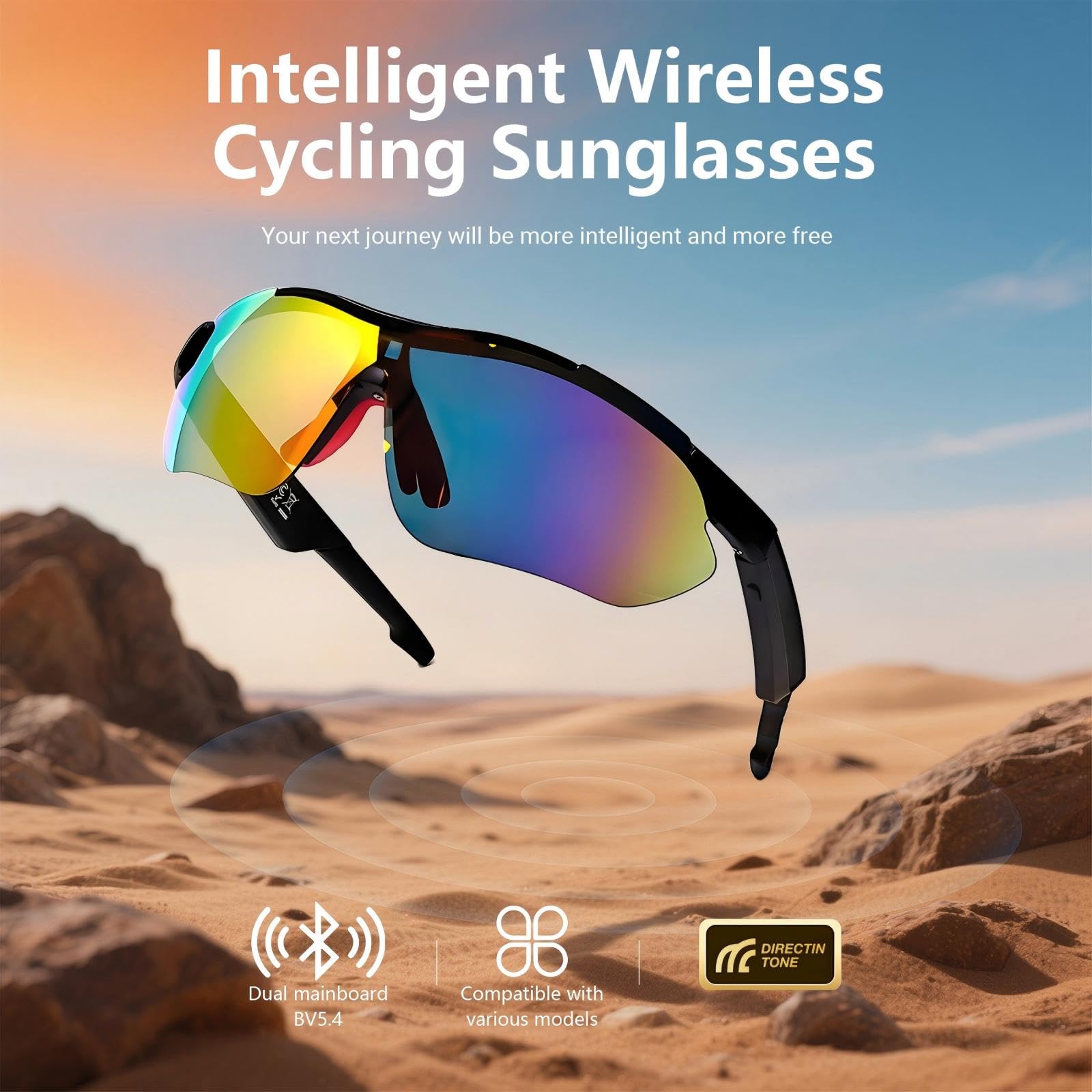 Gafas de sol polarizadas con Bluetooth para hombres y mujeres, protección UV, altavoces abiertos, micrófono integrado, gafas inteligentes deportivas para ciclismo, correr, béisbol, senderismo al