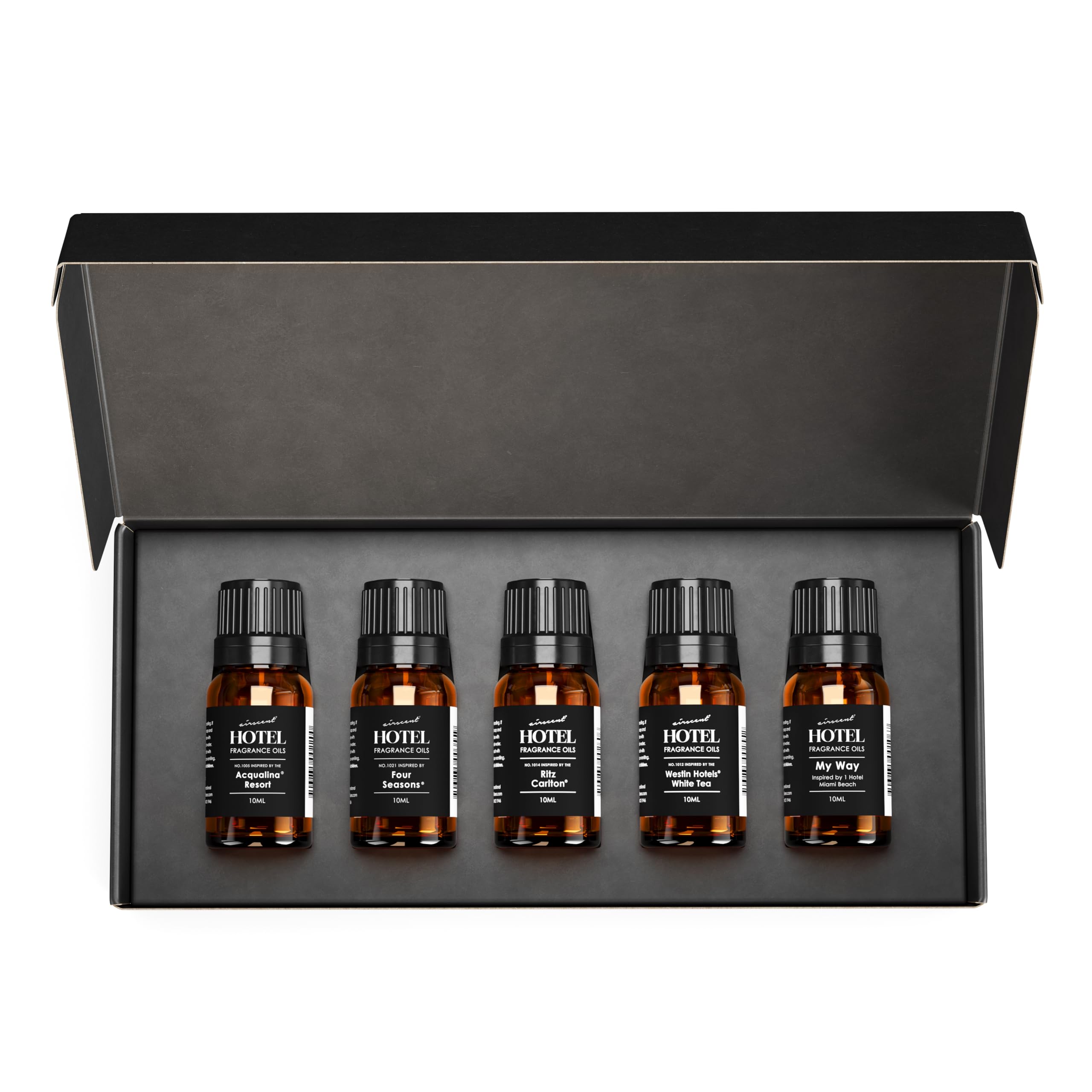 AirScent Hotel Diffuser Oil Gift Set Featuring Hotel Spa Scents - 10 mL, 0.34 fl oz Fragrance Oil Gift Set - Inspired by Acqualina, Four Seasons, My