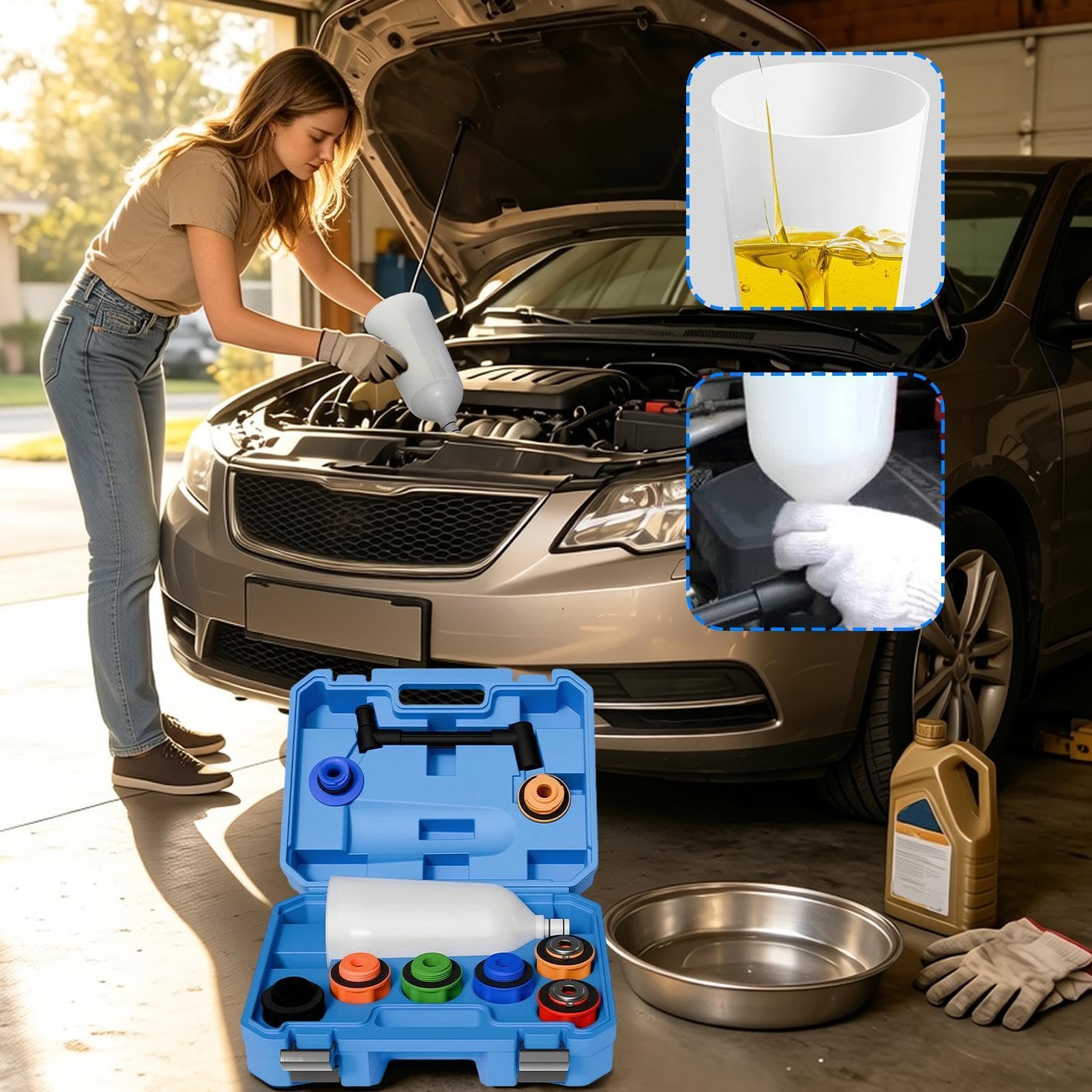 Embudo Cambio Kit vertido rápido y ajuste hermético con estuche | Kit Llenado para Vehículo Para Entusiastas Del Motor Garaje Taller Reparación Preparación Estacional