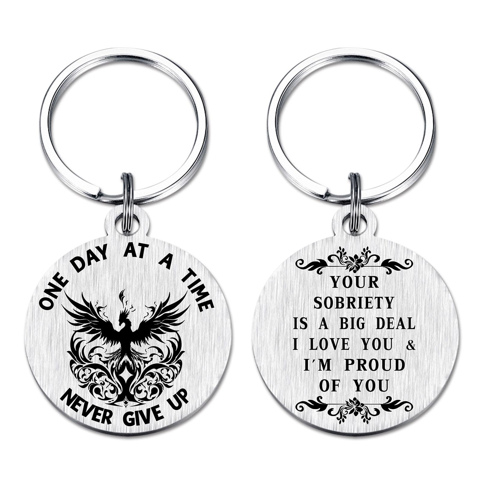 EE&YU Sober Gifts Keychain - AA Sobriety Gifts for Women Men, NA Recovery Key Chain, Alcohol Drug Addiction Recovery Present, Dad Sober Stuff
