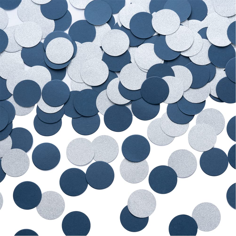 MOWO Silver and Blue Confetti Table Decoration, 1.2'', 200pc