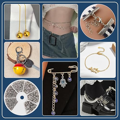 Miniatura 6 de PH PandaHall 640 anillos de salto de acero inoxidable 304 con 20 cierres de pinza de langosta de 0.472 x 0.295 in, anillos de salto abiertos de