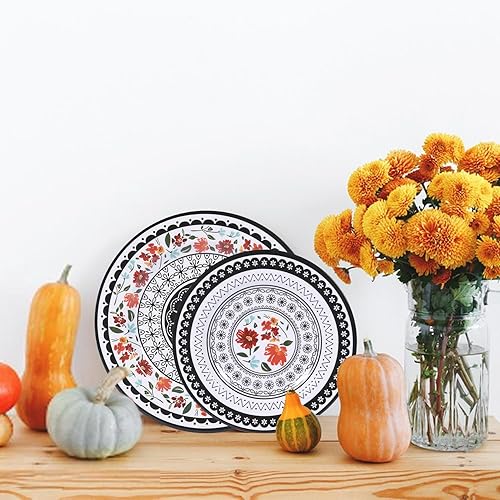 Miniatura 6 de Juego de vajilla de melamina de 12 piezas, platos irrompibles para uso en interiores y exteriores, aptos para lavavajillas, servicio de cena ligero