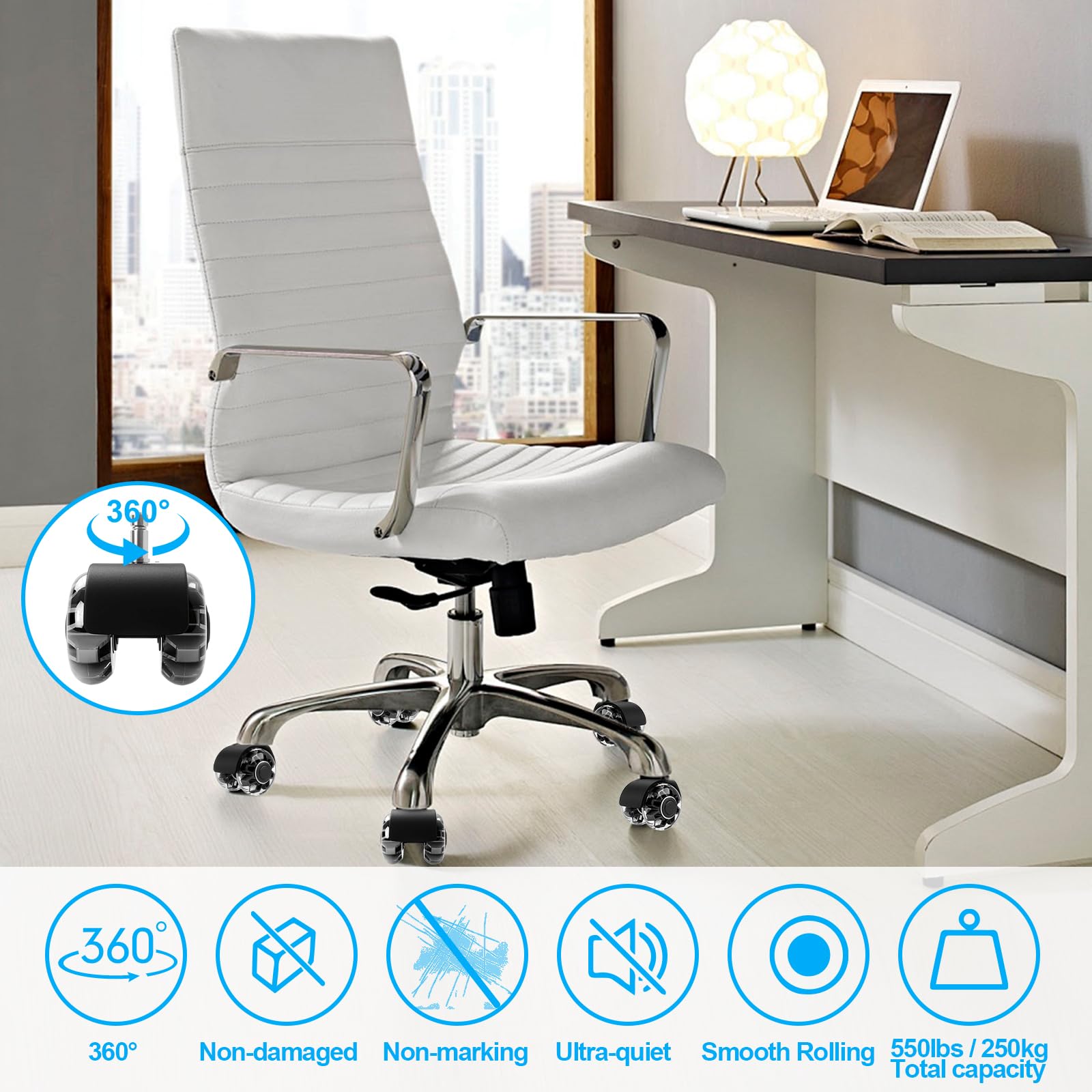 Set 5 Ruote Per Sedia Herman Miller | Per Parquet, Silenziose | Ricambio Per Aeron, Embody E Altre - Foto 10