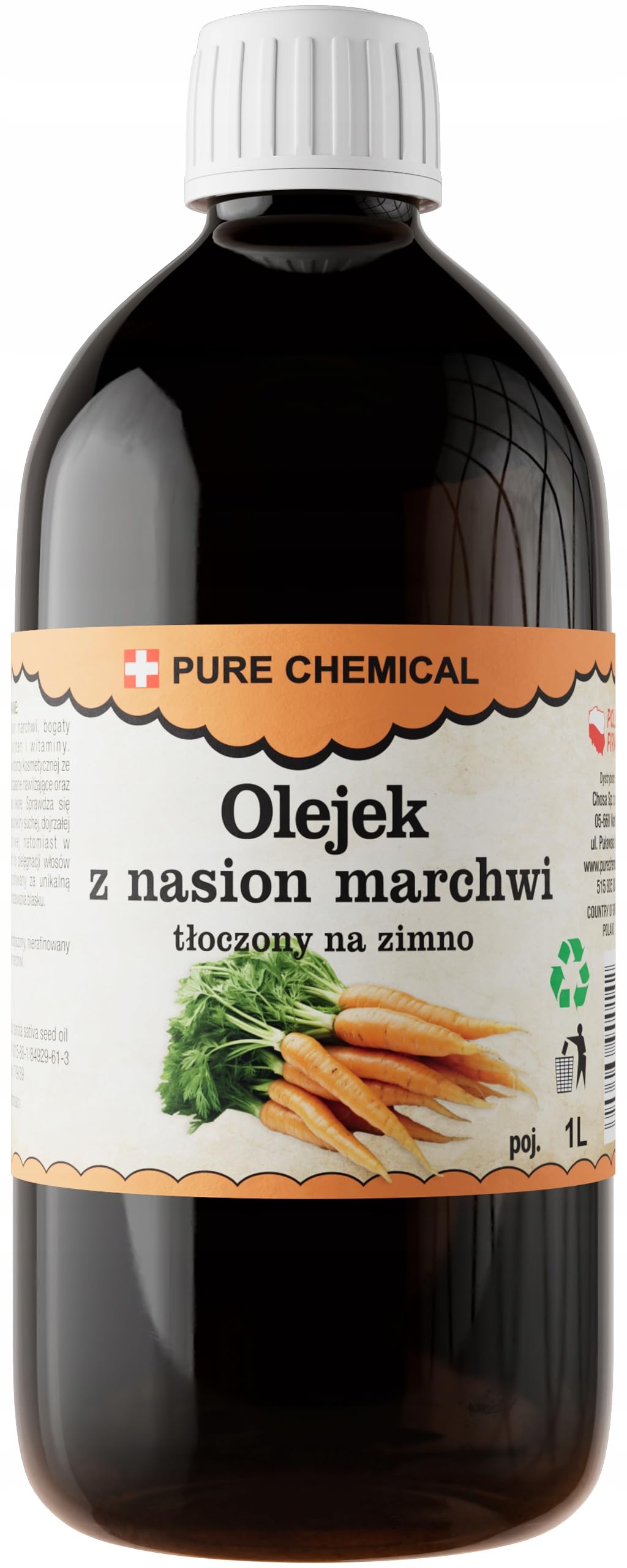 CHOSA Karottensamenöl Bio Kaltgepresst Unraffiniert 1000 ml | 100% Reines Karottenöl Gesicht, Körper und Haare, Sonnenöl Sonnenschutz und Bräune, Reich an Antioxidantien