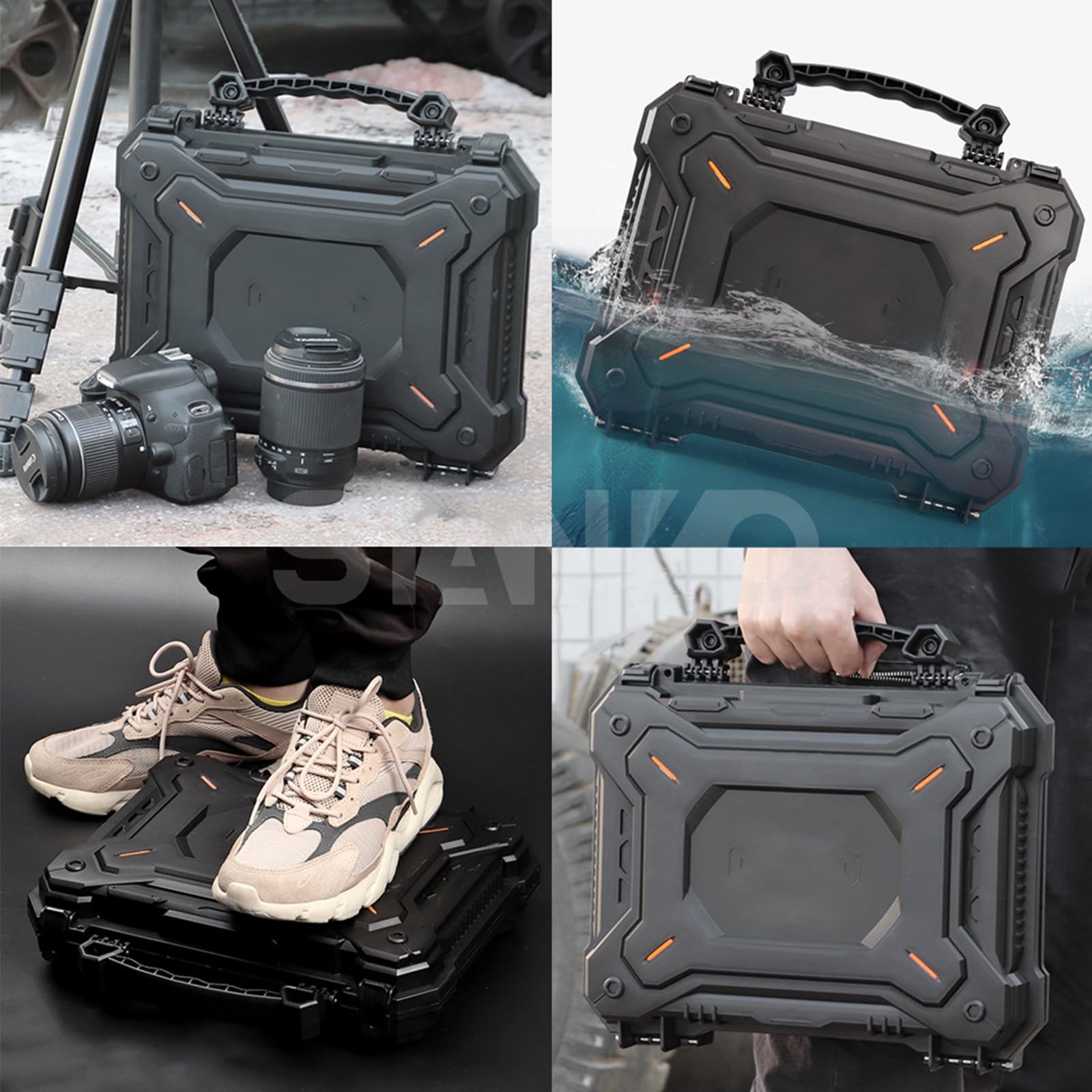Caja de seguridad táctica para equipo militar, caja de almacenamiento de herramientas, cámara, protección de teléfono móvil, impermeable, a prueba de golpes, funda portátil al aire libre, Black, Talla