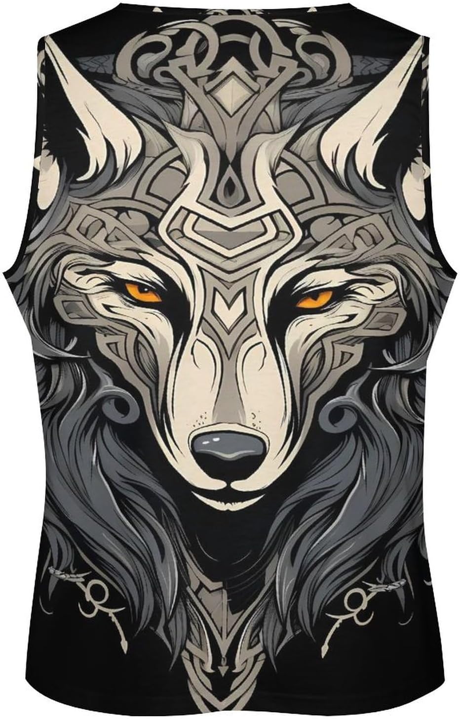 MARSVOVO Mens Tank Top Wolf Muscle Summer Casual Western Ethnic Totem Print Tank for Men Summer Beach Quick Dry Gym Vest