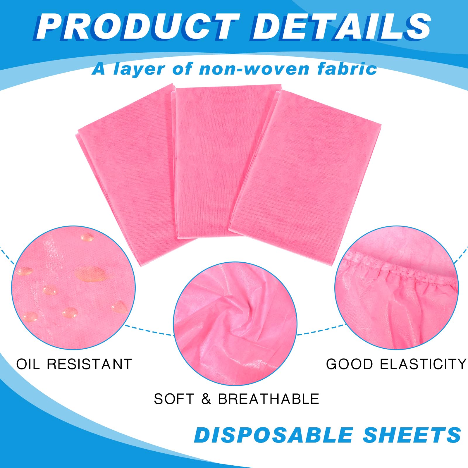 Disposable Fitted Sheets for Massage Beds - Pink -3