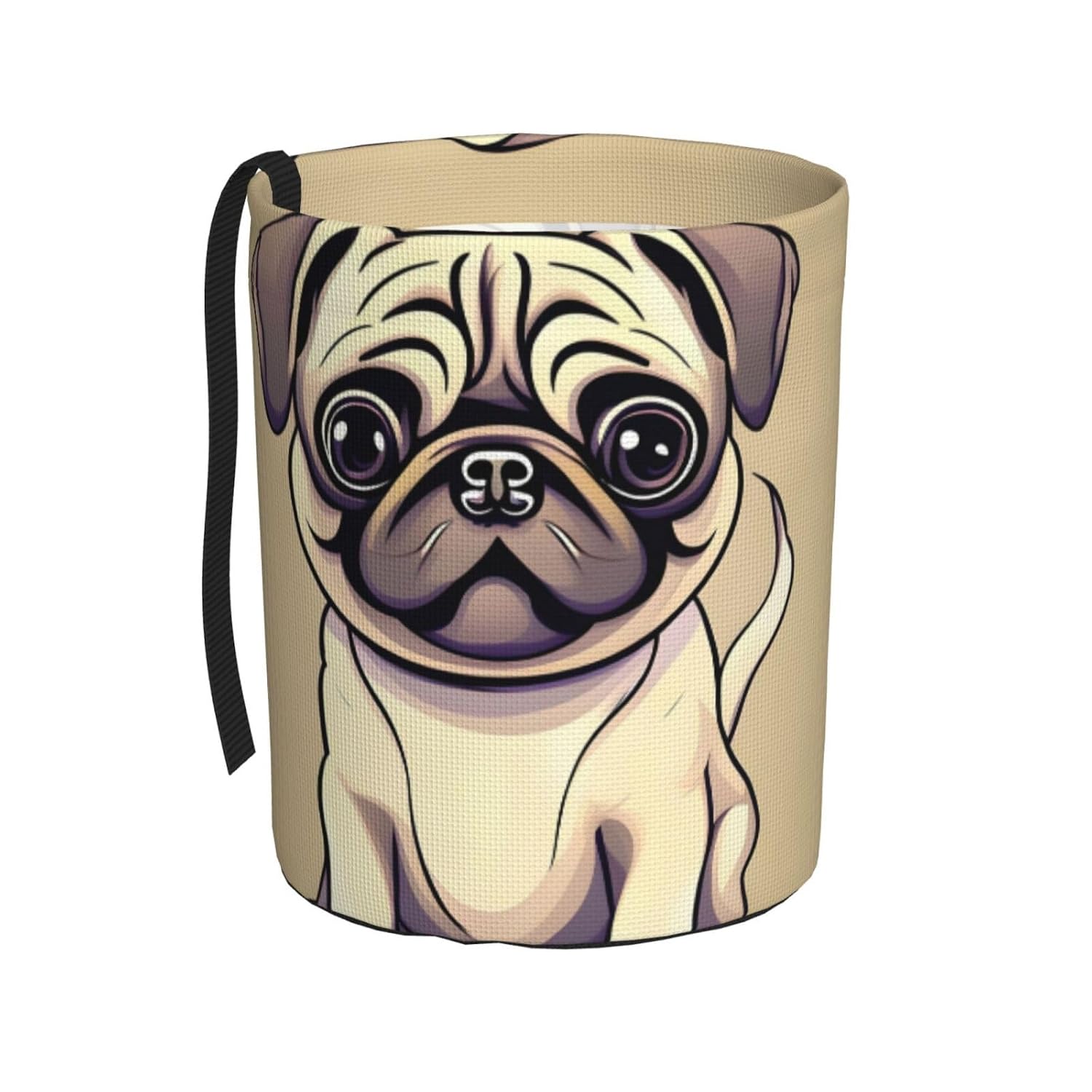 Funny Cartoon Pug Puppy Dogs Print Foldable Car Trash Can,Hanging Car Garbage Can,Waterproof Car Garbage Bin, for Travel Camping