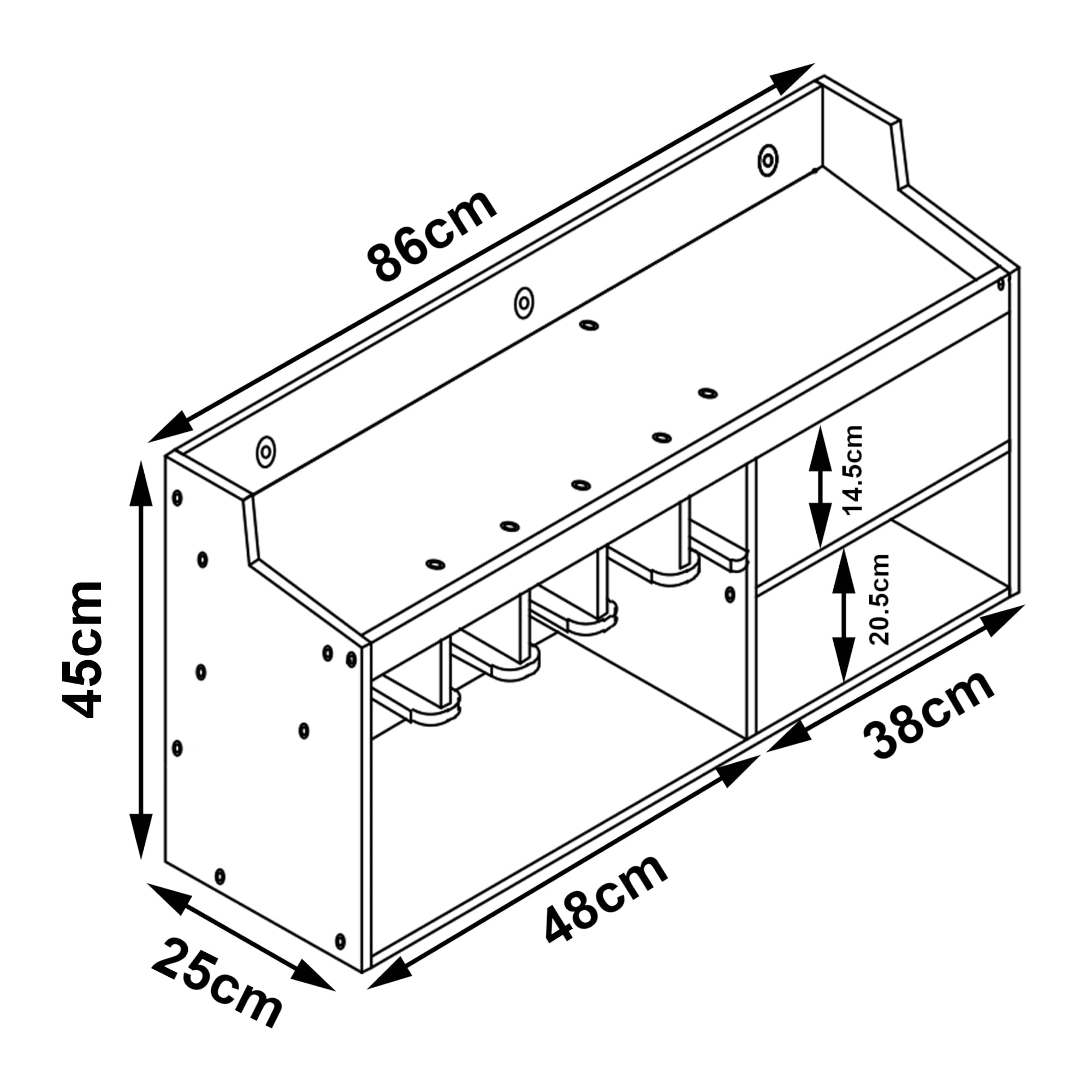 [en.casa] Werkzeug-Organizer Gjemnes Wandregal für Werkstatt mit Halterungen Werkzeugeinrichtung 86 x 25 x 45 cm Bambus Garage Werkzeughalter