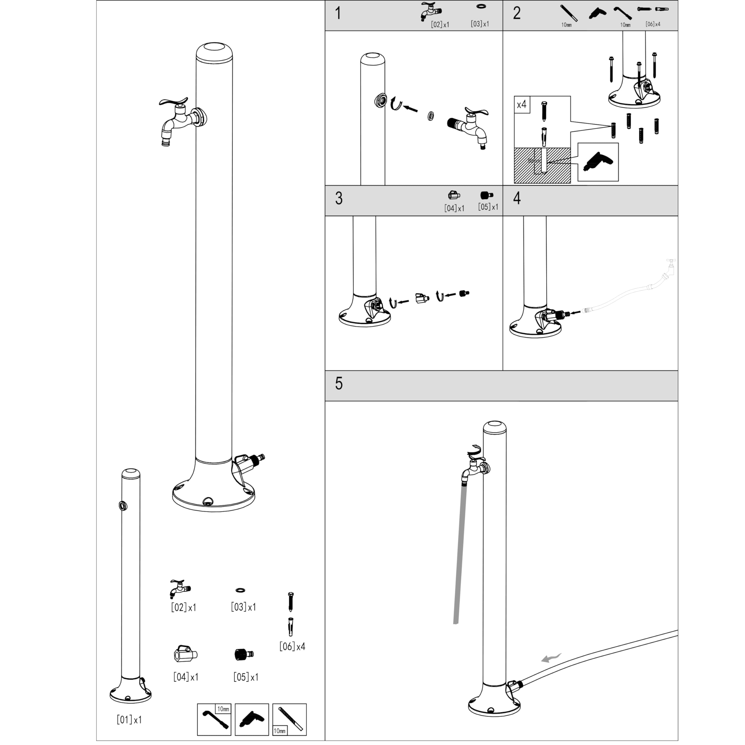 Sined Fontana da Giardino in Alluminio Resistente con Attacco Laterale Compatibile con Raccordi Rapidi per Tubo Facile da Montare Ideale per Esterni Design Durevole e Pratico