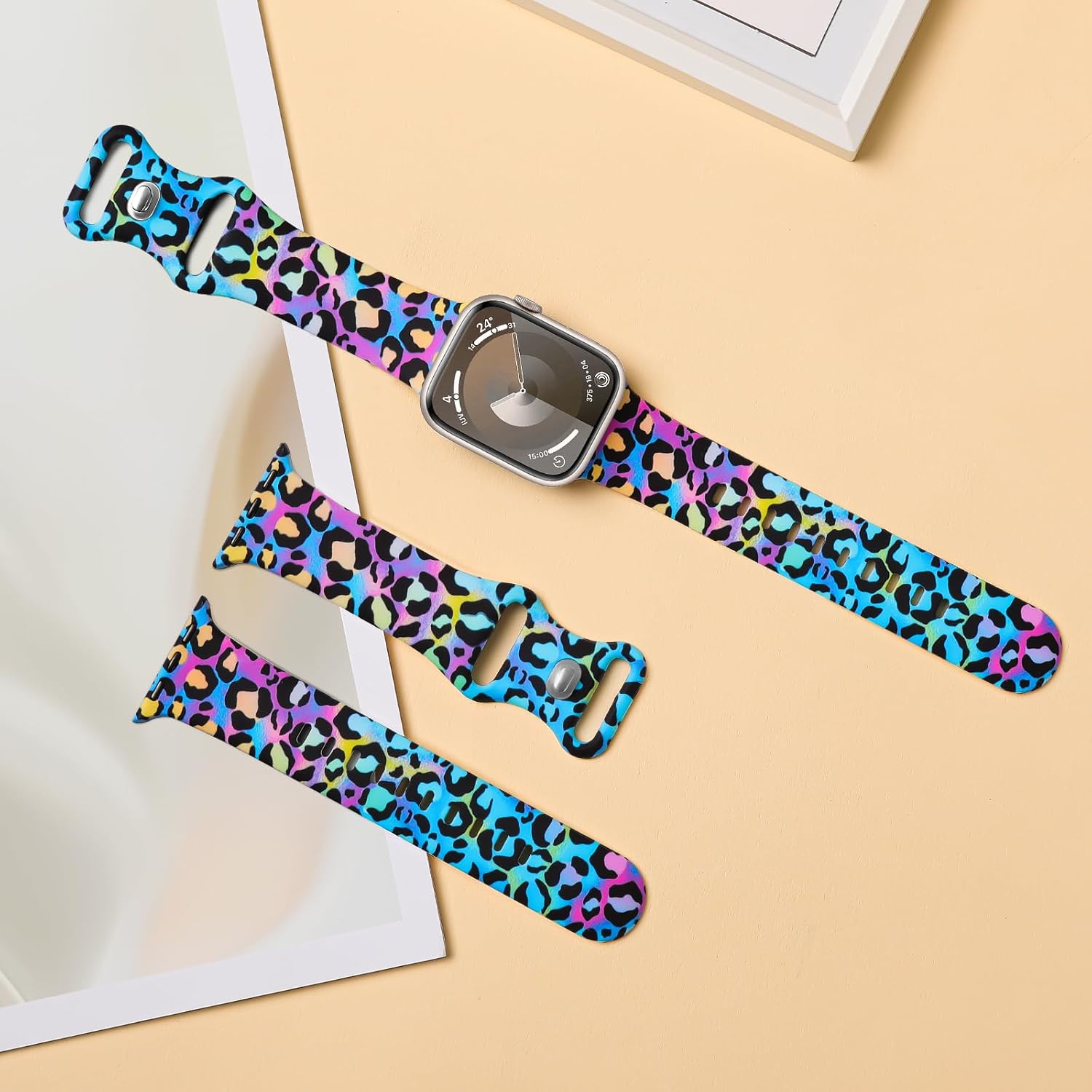 Cute Cheetah Strap for Apple Watch Bands 38mm 40mm 41mm 42mm 44mm 45mm 46mm 49mm, Soft Leopard Silicone Bracelet for iWatch Band Series 11 10 9 8 7 6 5 4 3 2 1 SE Ultra Women Girl