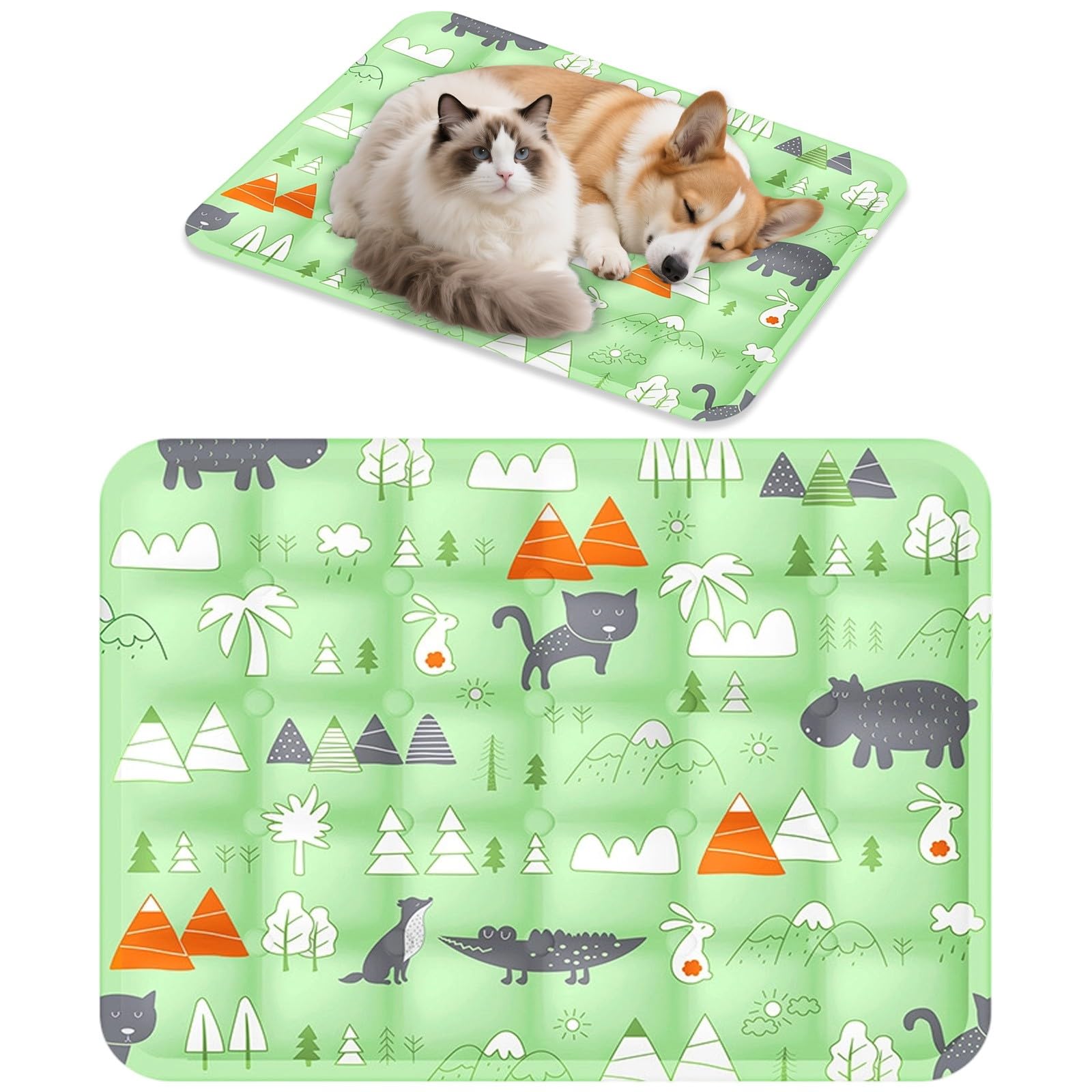Dog Cooling Mat - Anti Chew Dogs Door Mats Dog Bed Mattress, Reusable Self Cool Ice Silk Pad Summer Dogs Ice Pad Pet Supplies, Keep Pets Cool in Crate Summer Indoor Outdoor Travel (Gr-Pet, 50x40cm)