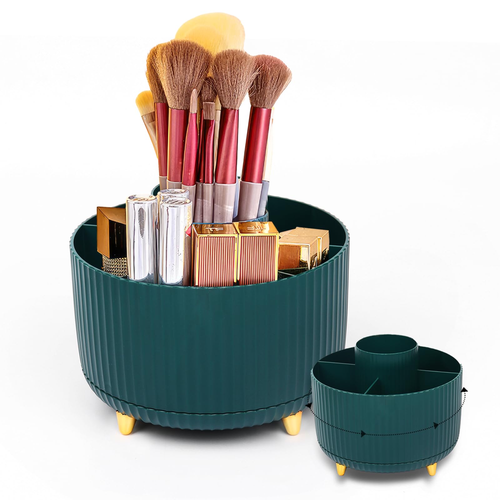 Pen Pencil Holder for Desk, 5 Slots 360° Degree Desk Decor Organizer Desktop Storage Pen Organizers Stationery Supplies Cute Pencil Cup Pot for Office School Home Art Supply