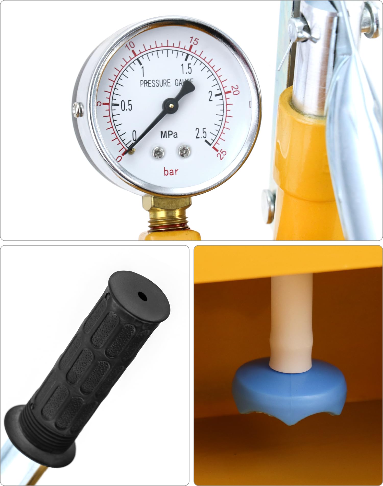 QWORK® Bomba de presión manual, 25bar, bomba de prueba, para detectar tuberías de agua y calefacción por suelo radiante