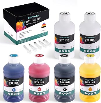 OFFNOVA Premium DTF Ink 1500ML, DTF Ink Refill for DTF Inkjet Printer ET-8550, XP-15000, L1800, L805, R1390, R2400, Direct to Film Heat Transfer Printing, 250ml x 6 CMYK + 2White