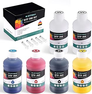 OFFNOVA Premium DTF Ink 1500ML, DTF Ink Refill for DTF Inkjet Printer Epson ET-8550, XP-15000, L1800, L805, R1390, R2400, Direct to Film Heat Transfer Printing, 250ml x 6 (CMYK + 2White)