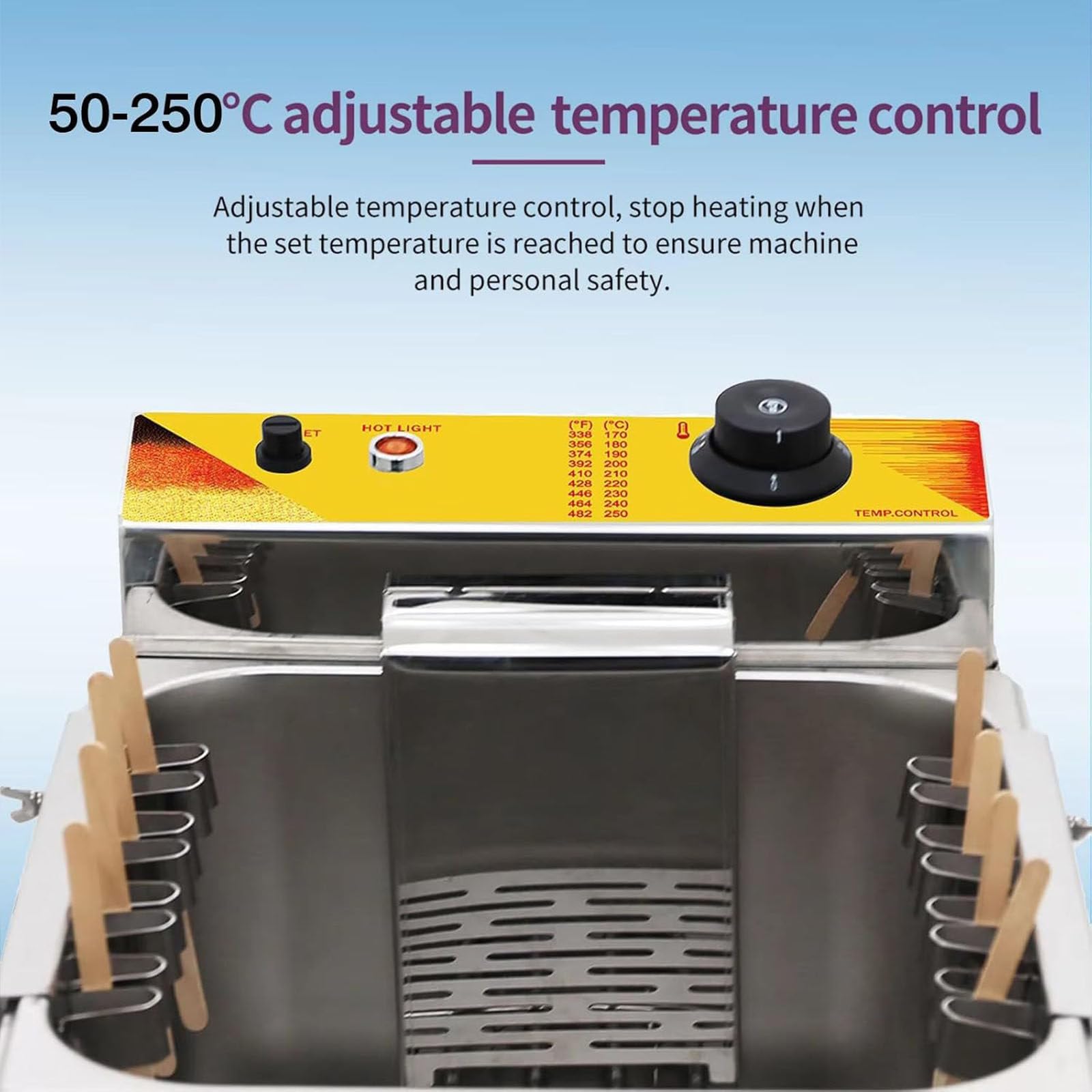 Friggitrice Commerciale,Friggitrice elettrica,Friggitrice Automatica per Bastoncini Hot Dog al Formaggio da 12 Litri,Friggitrice per Corn Dog,Temperatura Regolabile 50-200 ℃,per Ristorante,220V