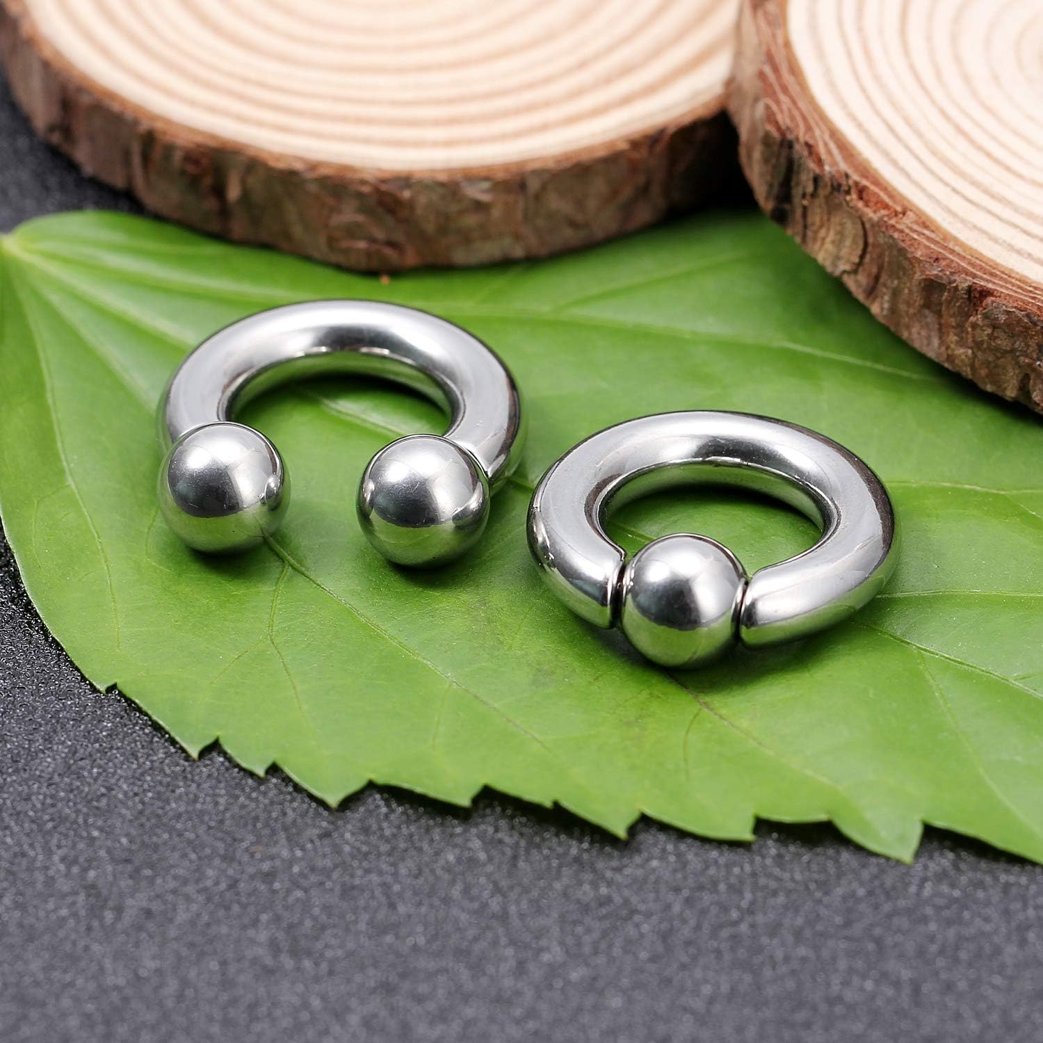 Cisyozi 10G 8G 6G 4G 2G 0G 00G Septum Rings Ear Gauges Earrings Hoops 316L Surgical Steel PA Ring Internally Threaded Horseshoe Spring Action Captive Bead Ring CBR Body Piercing Jewelry for Women Men