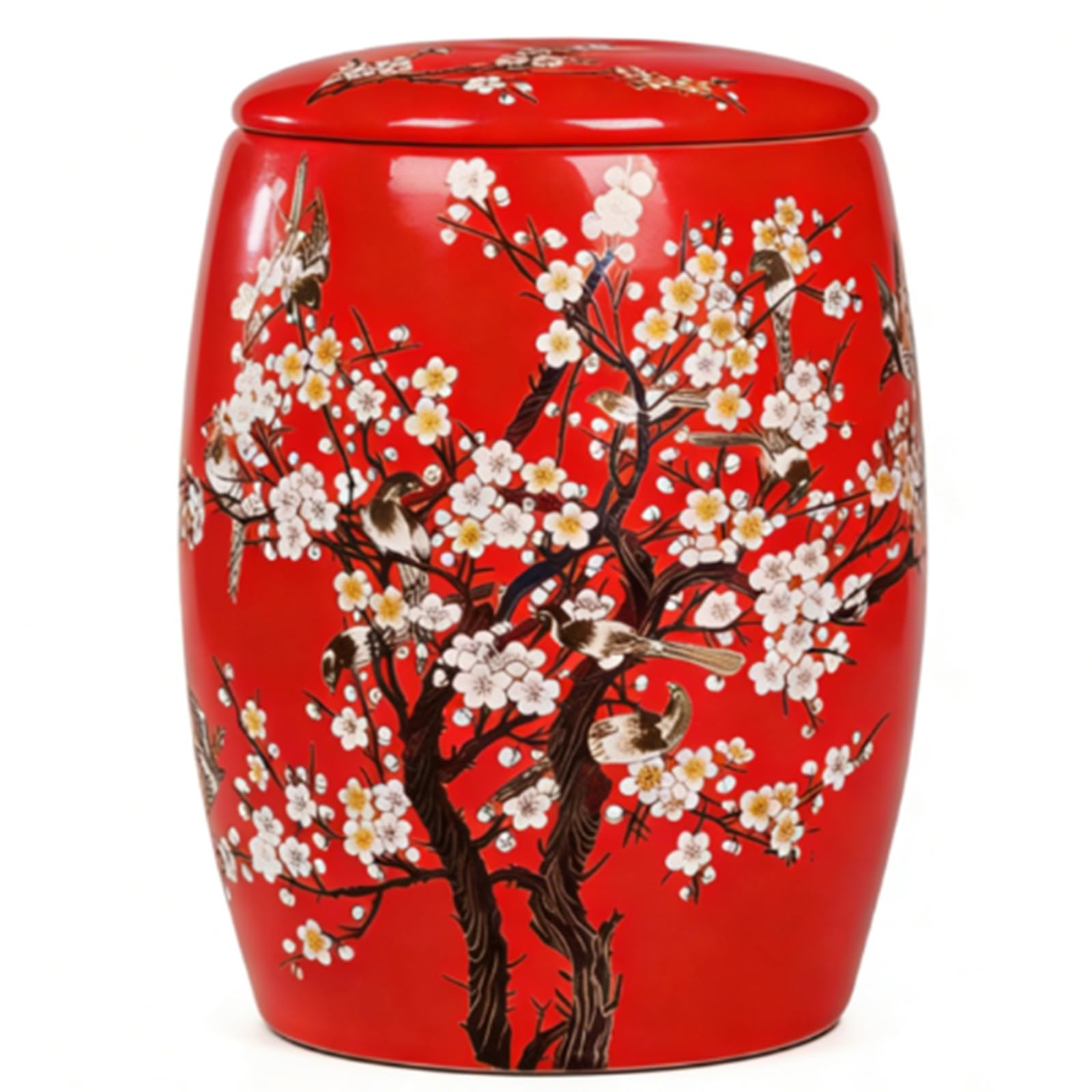 MESCXTY Ceramic Rice Jar Large Storage Container Dispenser with Lids 11lb, 22lb, 33lb, 55lb Food for Beans Grains red 55lbs