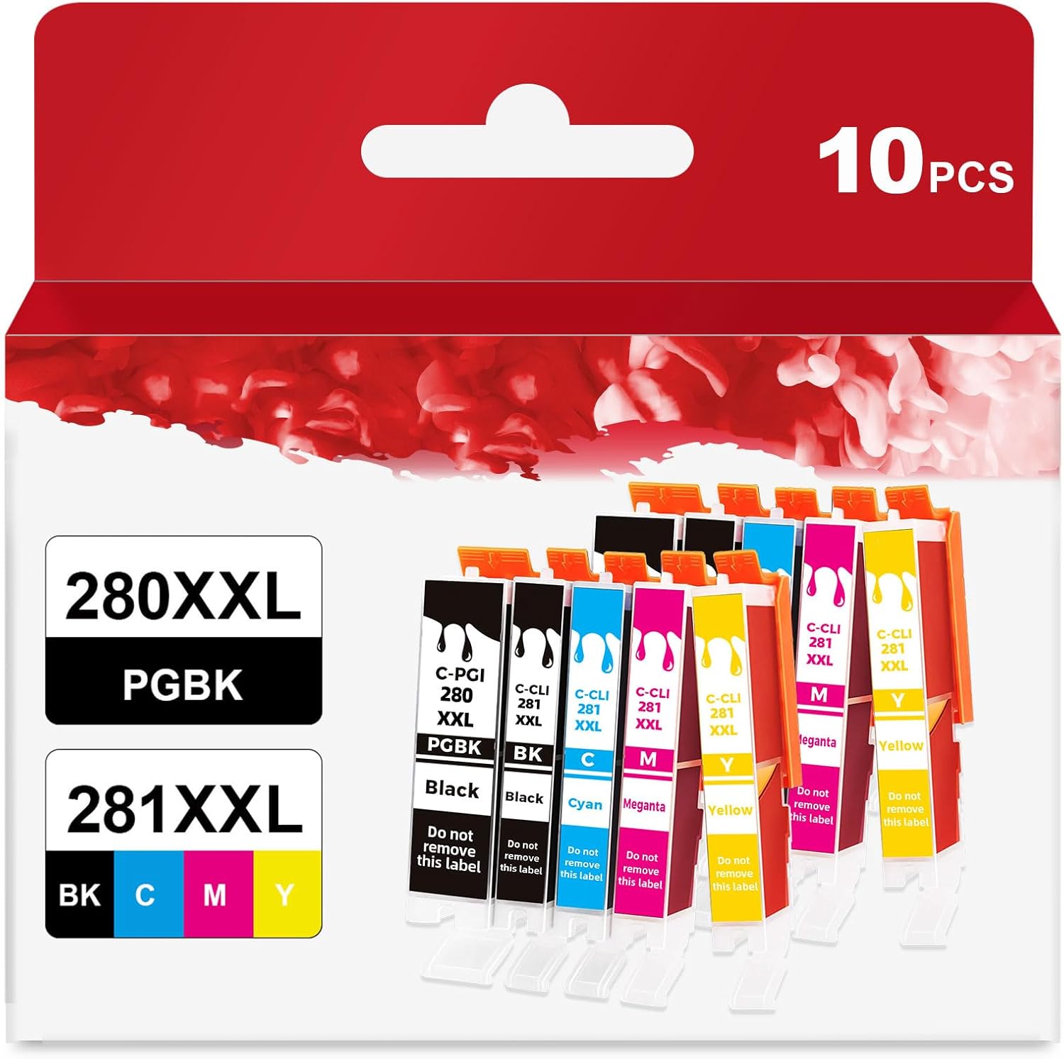 10 Pack 280XXL 281XXL 280 281 XXL Ink Cartridge to TR8620a TR8600 TR8620 TR8520 Ink Replacement for Canon PGI-280 CLI-281 XL to TR7520 TS702a TS9520 TS9521C TS6120 TS6220 TS9120 TS6320 TS8220 Printer