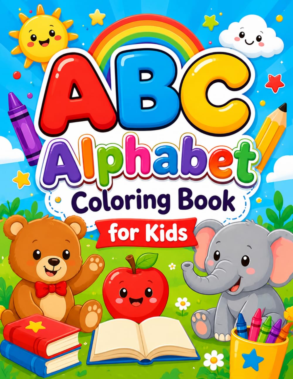 ABC Alphabet Coloring Book for Kids: Learn the Alphabet with Cute Animals, Objects & Fun Illustrations | Easy Big Coloring Pages for Preschool, Kindergarten & Toddlers Ages 3–6