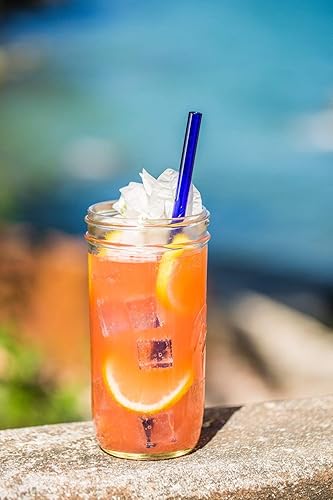 Miniatura 3 de Hummingbird Glass Straws Havana Heat Straight - Paquete de 4 popotes reutilizables con cepillo de limpieza