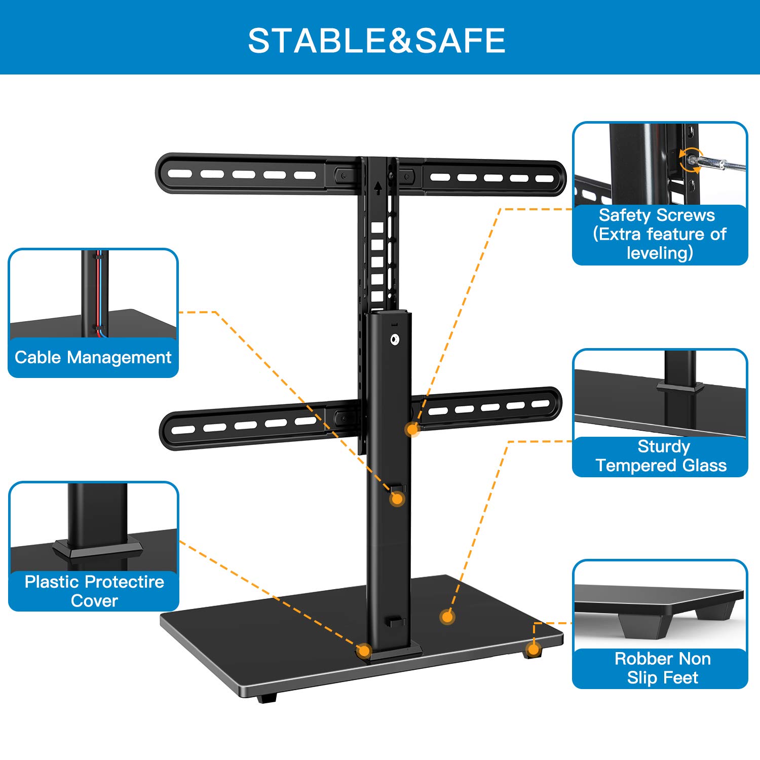 PERLESMITH Universal Swivel TV StandTable Top TV Stand Base for 3765