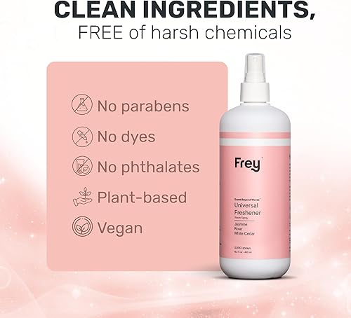 Miniatura 5 de FREY Ambientador en aerosol natural universal  Aerosol desodorante para bañohogarhabitación y eliminador de olores  Fragancia de cedro blanco rosa