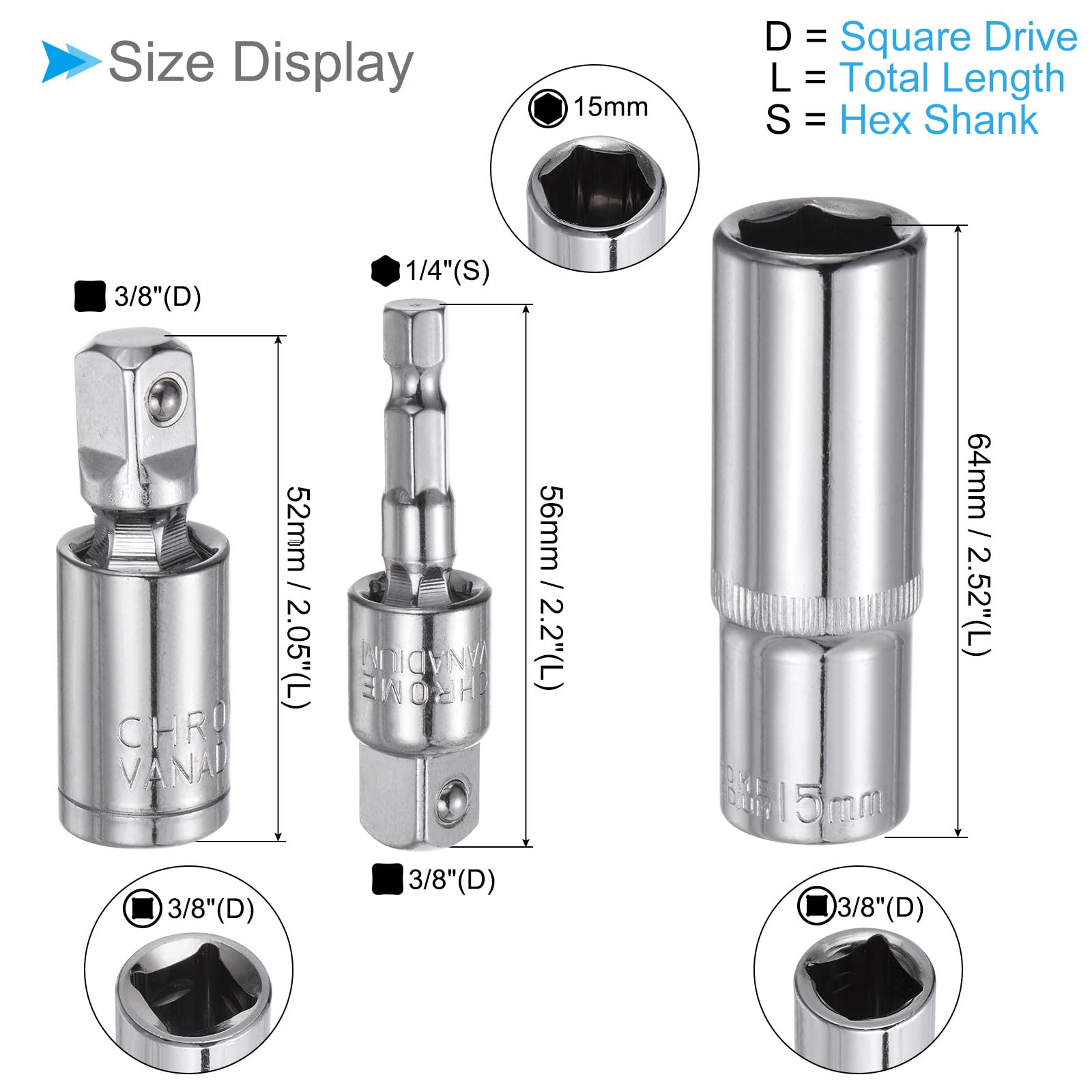 CoCud Impact Socket Adapter Set, 3/8