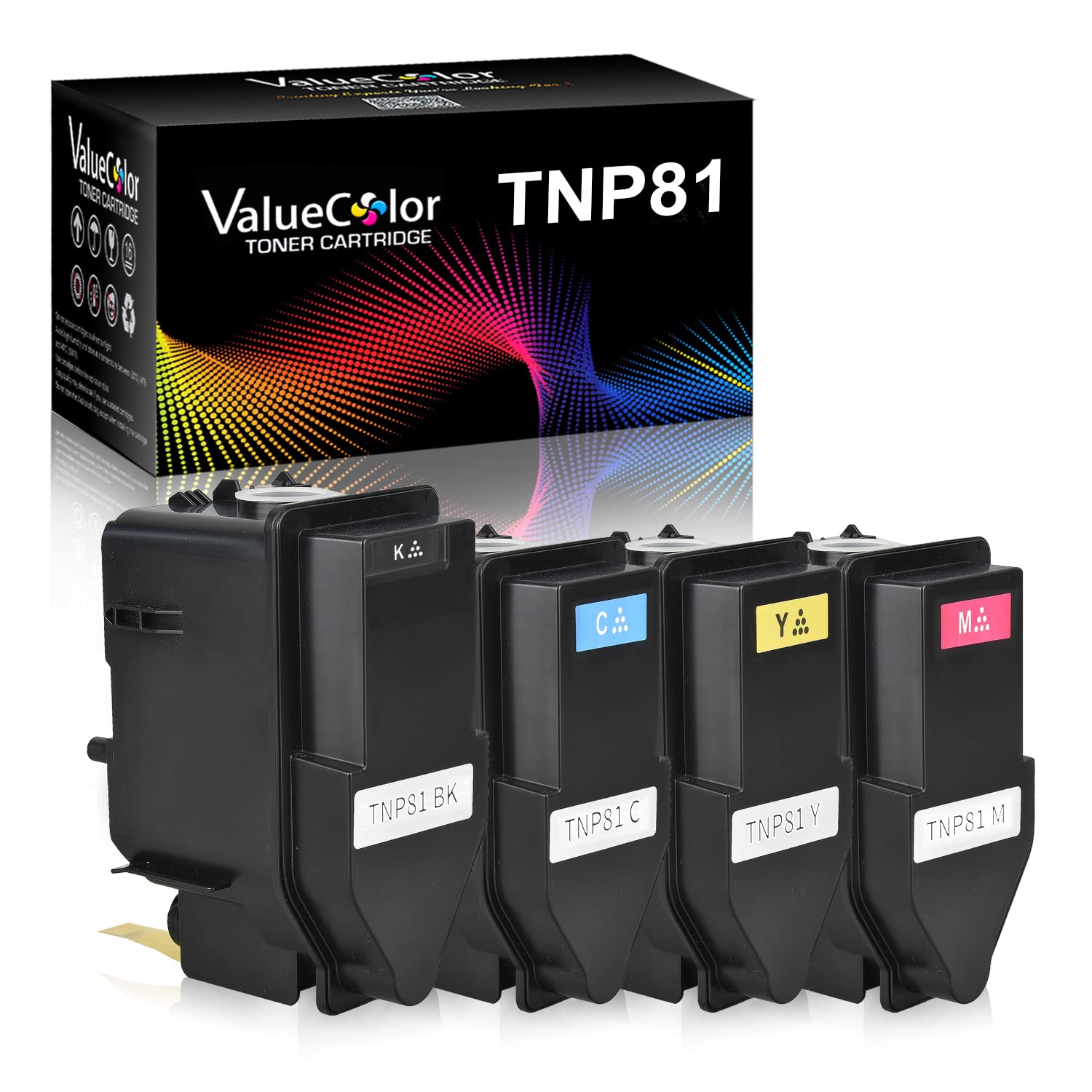 ValueColorRemanufactured TNP81 TNP-81 High Yield Black Toner Cartridges Replacement for Konica-Minolta BizHub C3300i C4000i Series (4 Packs AAJW131 AAJW431 AAJW231 AAJW331 )