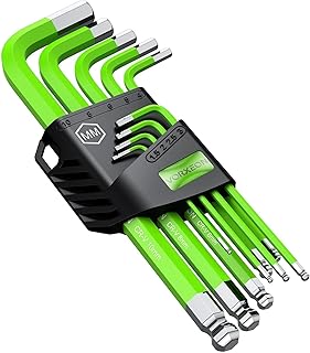 9 PCS Green Allen Wrench Hex Key Set 1.5-10 mm Metric Flat and Ball End Chrome Vanadium Steel and S2 Steel L-key For DIY Repair of parts