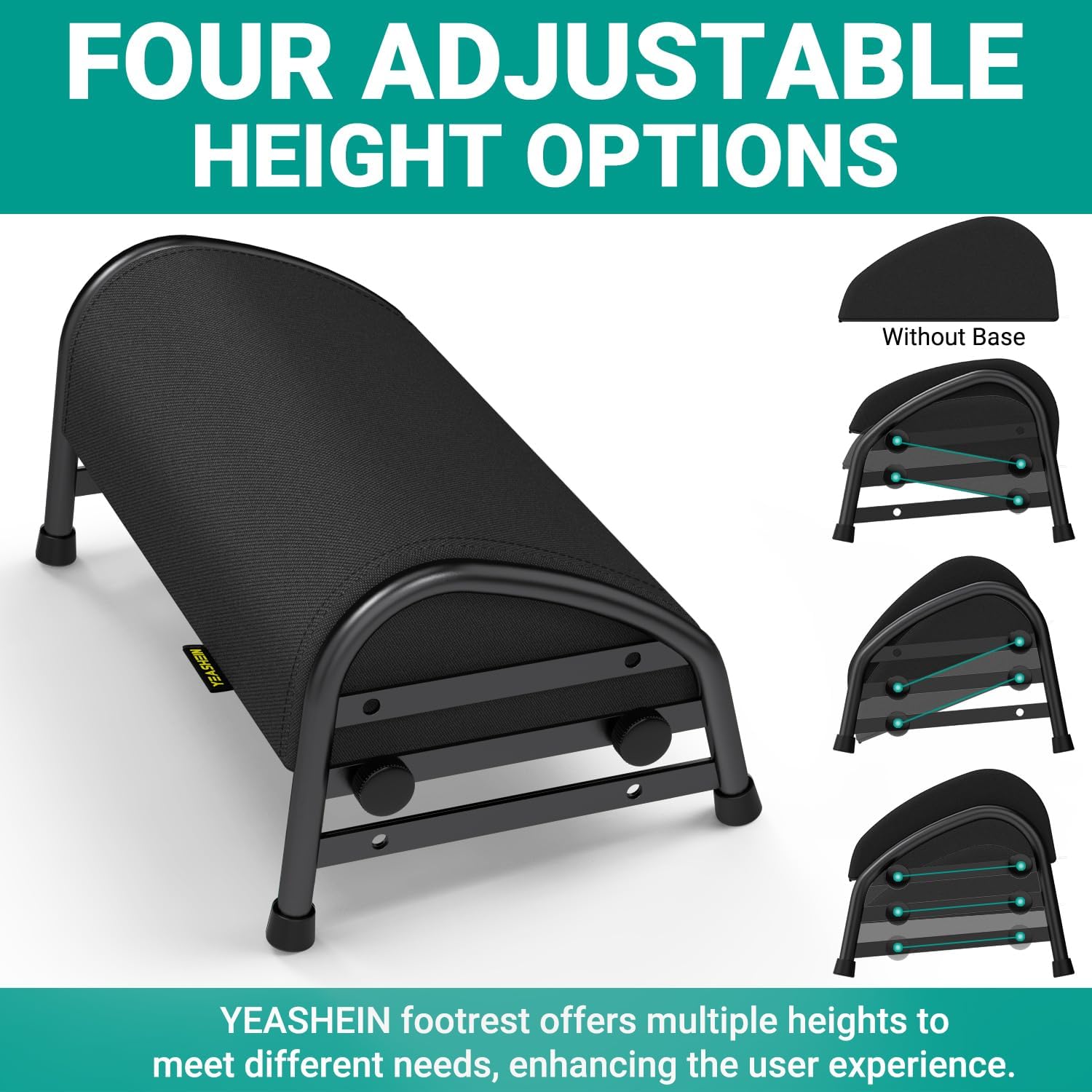 Adjustable Foot Rest for Under Desk at Work, Ergonomic Foot Stools with 7 Positions, Elevated Cushion Under Desk Footrest with Metal Frame, Leg Rest Used for Home, Car, PC Gaming Accessories