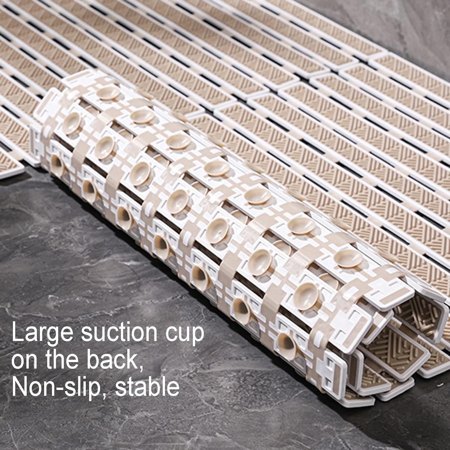 Tappetino antiscivolo in TPE drenante con ventosa Braun, 1 pezzo, 38 x 69 cm