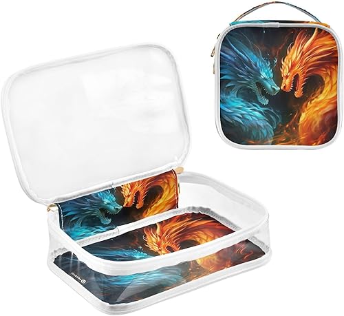 Miniatura 3 de Red Blue Flame Dragon Clear Toiletry Bag for Traveling,2 Pack Makeup Cosmetic Bag with Zipper,Travel Bag for Toiletries,Travel Essentials 21214339