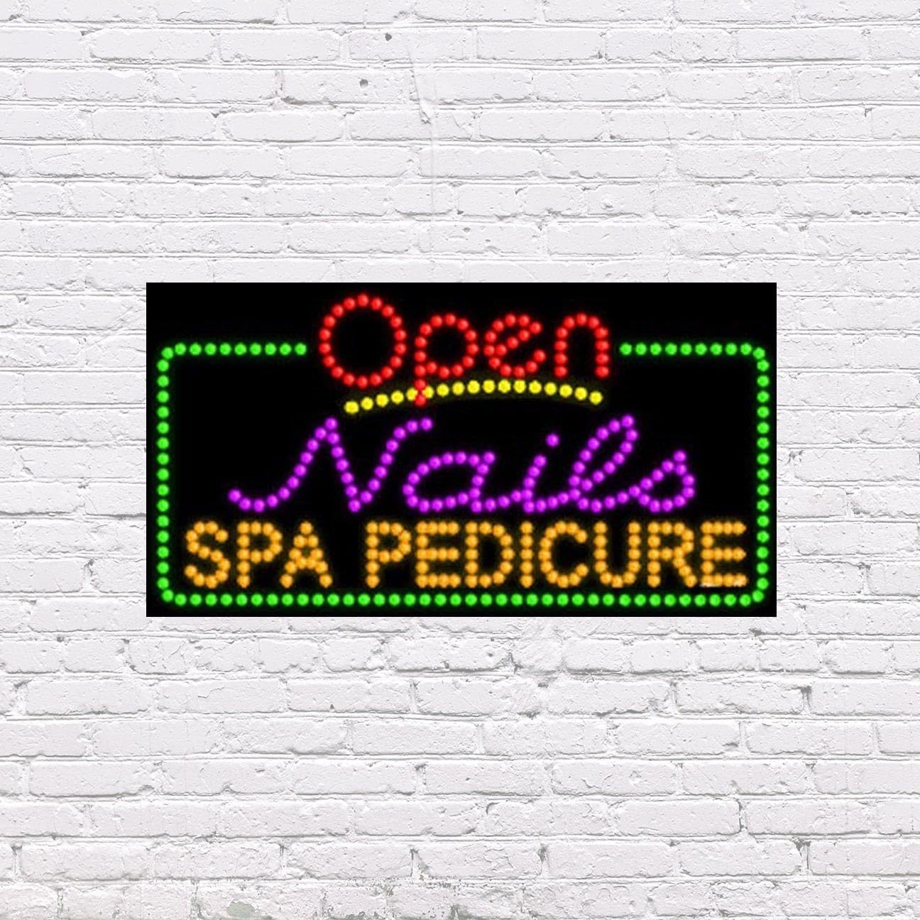 LED Open Nails SPA Pedicure Sign for Retail Business Displays | Advertising Electronic Light Up Sign for Windows Walls |17"h x 31"w x 2"d