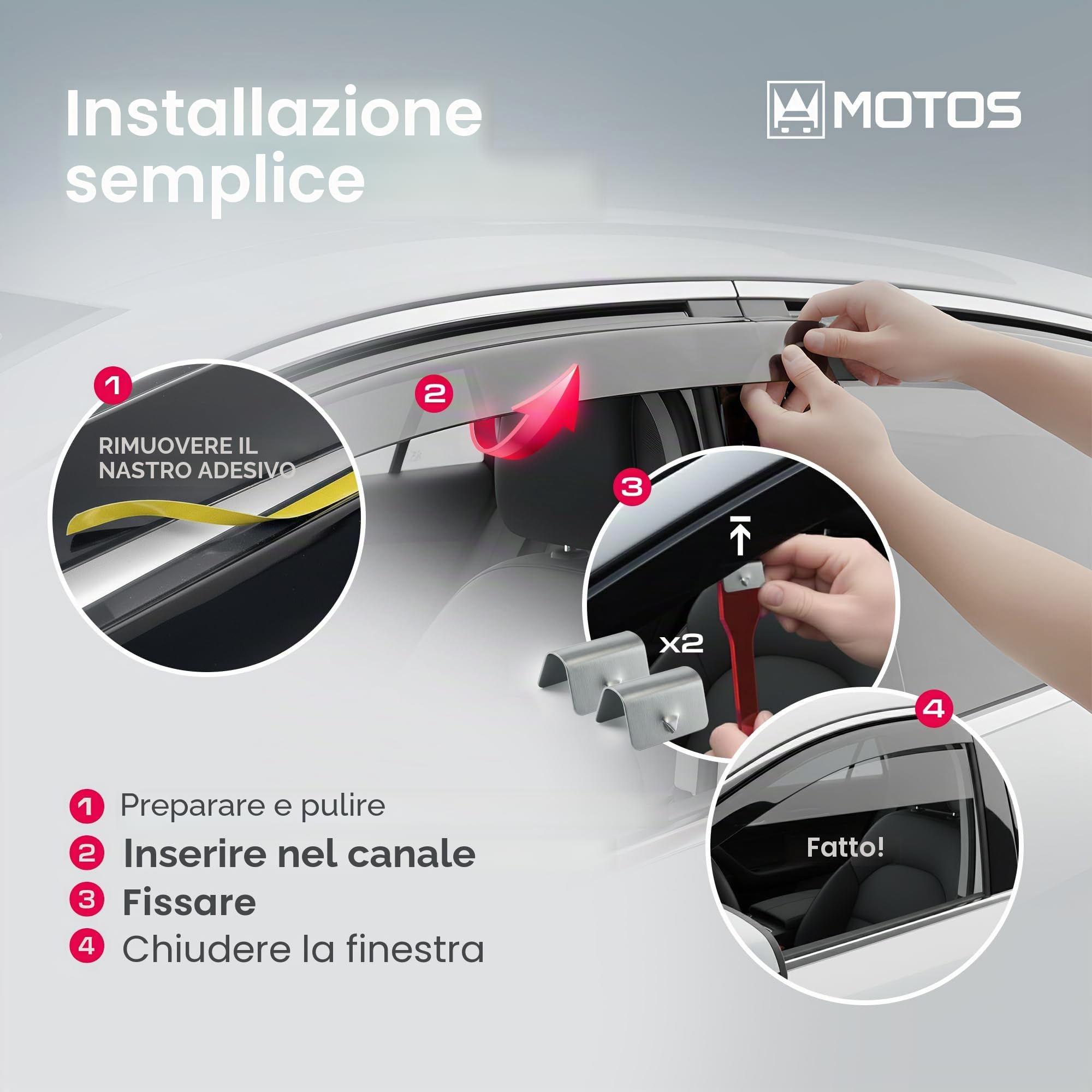 MOTOS Deflettori Finestrini Auto per LEAPMOOTR T03 dal 2020 Deflettori d'Aria Antiturbo e Antivento, Protezione dalle Intemperie, Riduzione del Rumore, Installazione Semplice, Durata e Robustezza