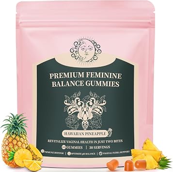 Feminine Balance Gummies for Women - Premium Balance Supplement for Women PH Health, Gut Healthy, Immune Support, Hawaiian Pineapple Flavor, 60 Gummies