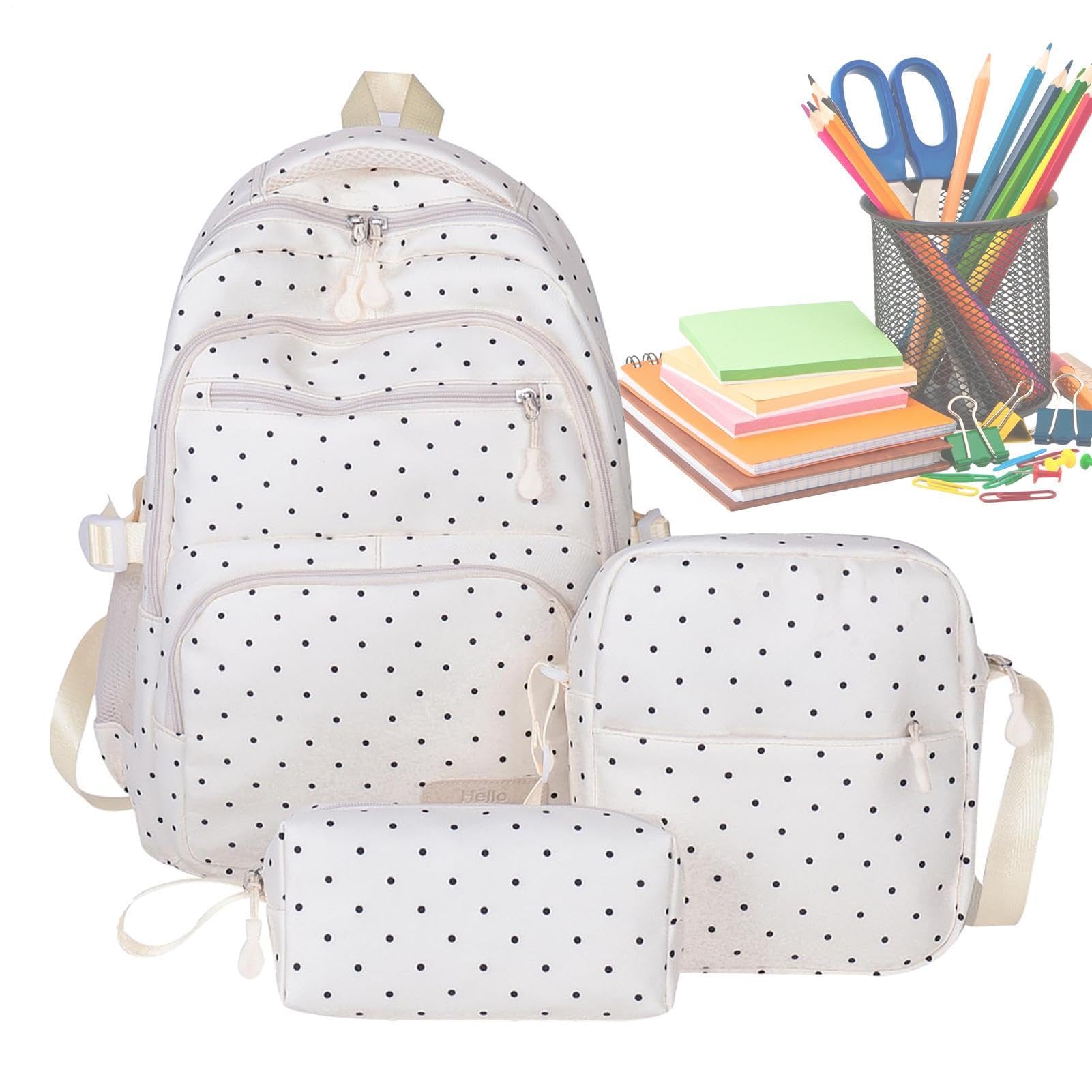Kawaii Rucksack-Set, 3-teilig, niedlich, 44 x 28 x 15 cm, gepunktet