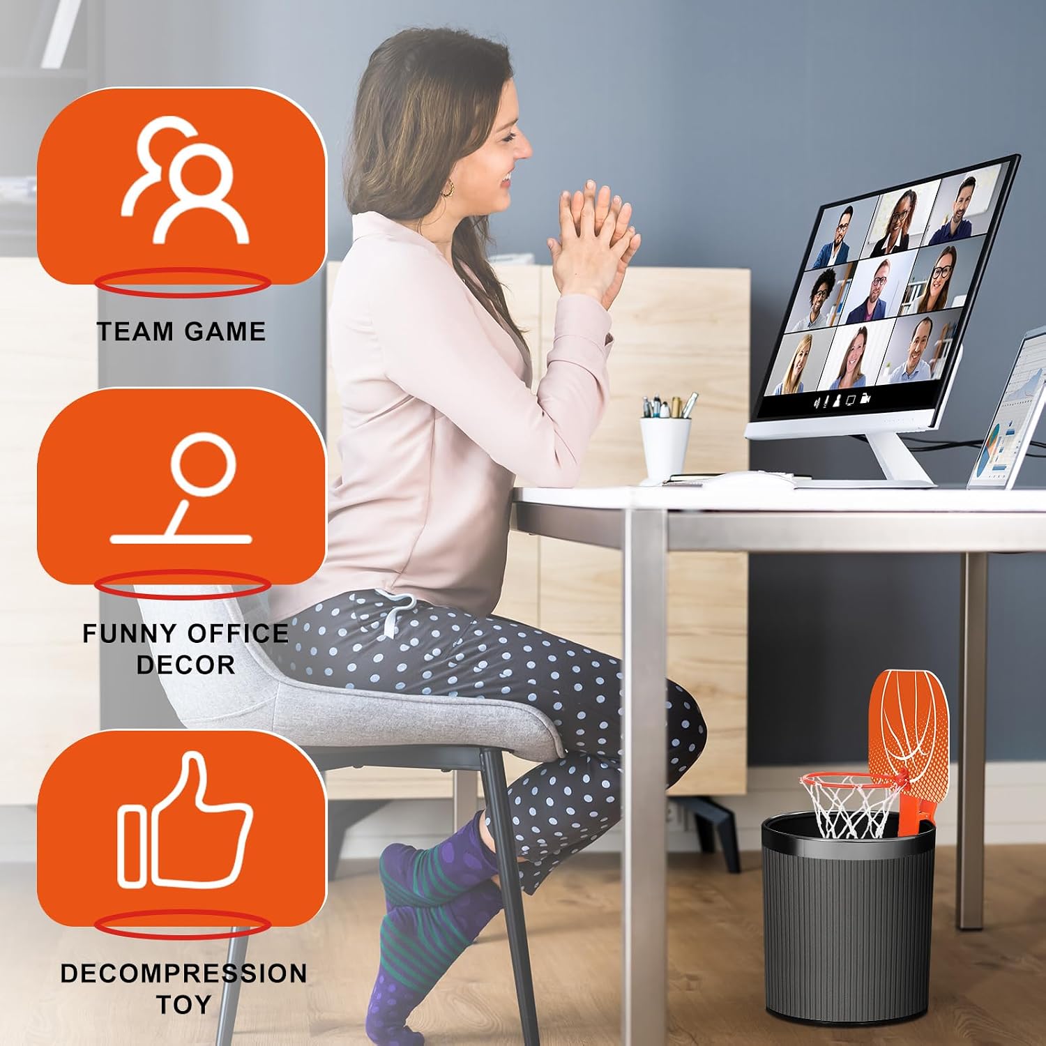 Honoson 3 Sets Indoor Trash Can Basketball Game Set Clip on, Fresh image 4