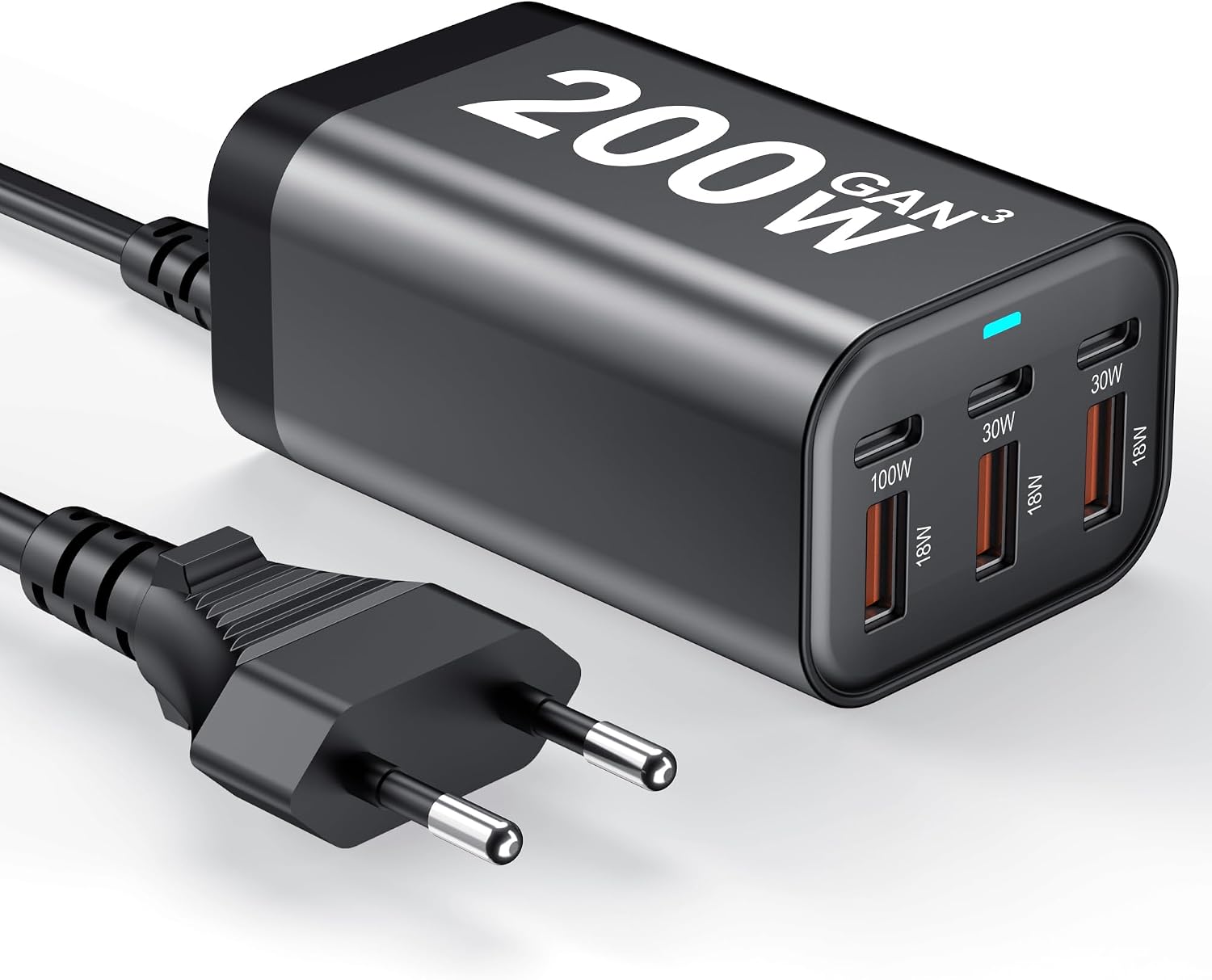 200W USB C Charger 6 Port PD 100W 65W 45W 20W GaN Wall Charger Adapter Plug USB A Fast Charging Station Block for MacBook Pro/Air, iPad, iPhone 17 16 Galaxy S26 Pixel Dell Laptop Type C Phone Android