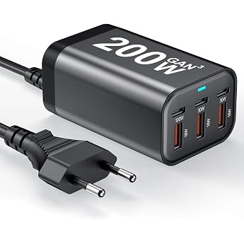 USB C Charger 200 W Multiple 100 W Power Supply USB Fast Charging Station GaN PPS PD 65 W 45 W 20 W Charger Block Multi Port Wall Charger Power Adapter Multiple for iPad iPhone MacBook Galaxy Android Pixel