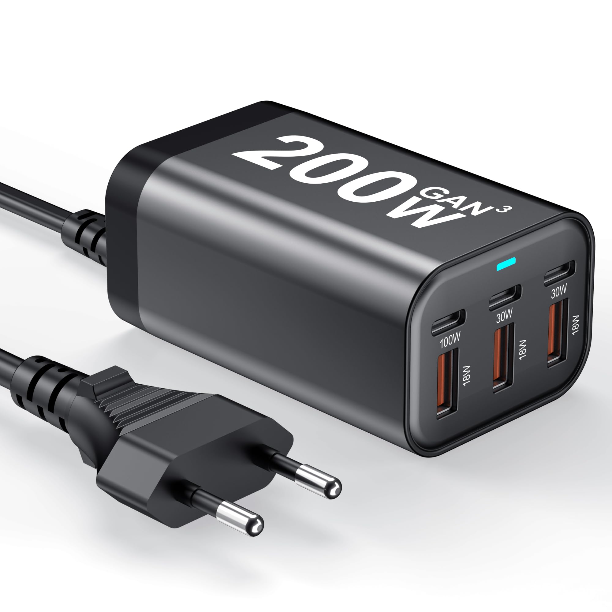 USB C Charger Block 200W GaN PPS PD 100W Fast Charging Station Hub for Laptop iPad iPhone MacBook Galaxy Android