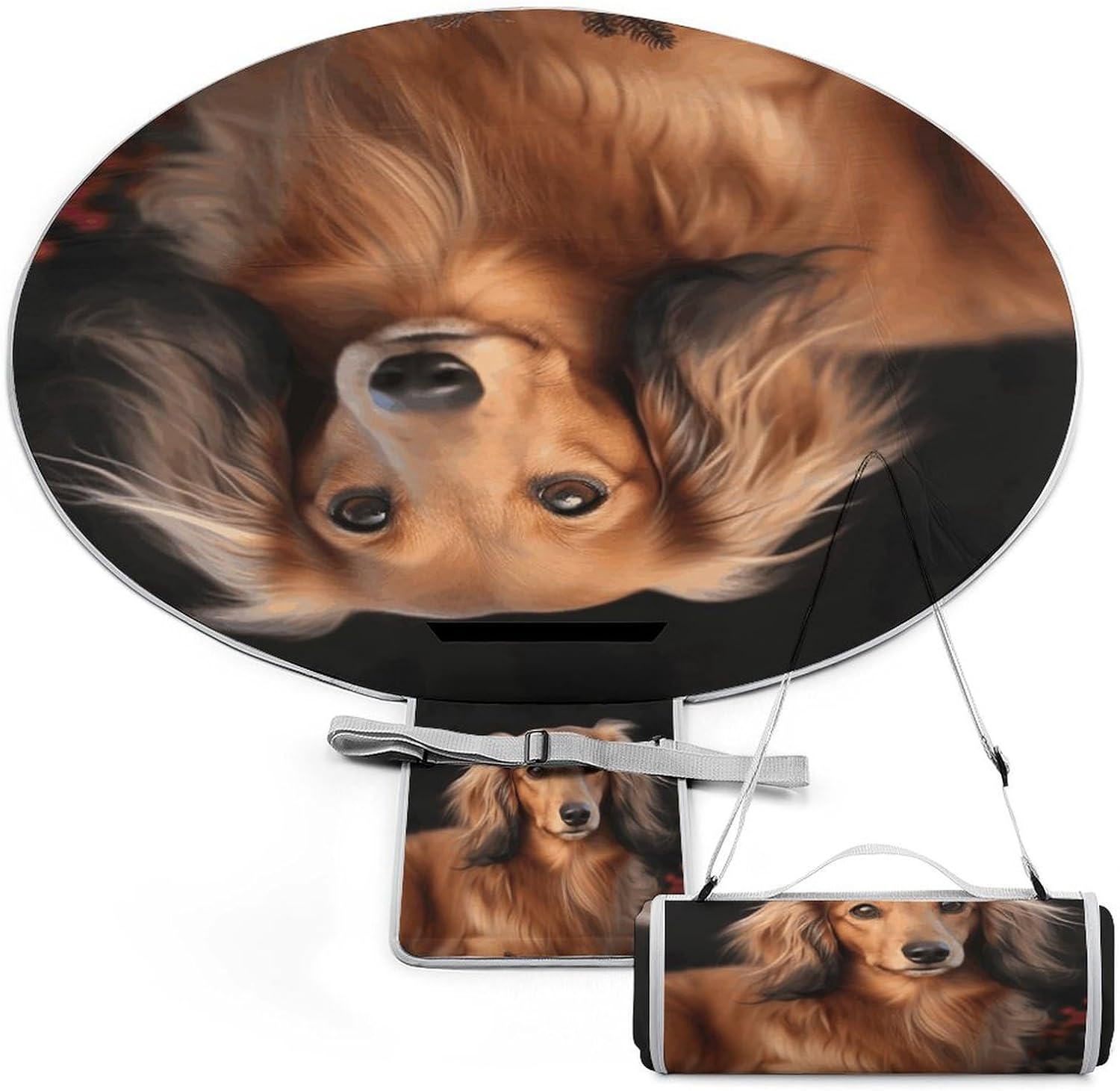 Long Haired Dachshund Picnic Mat Lightweight Waterproof Picnic Blankets Extra Large Picnic Outdoor Blankets Foldable Sandproof Beach Blanket for Park Beach Camping Courtyard 58.3''x58.3''
