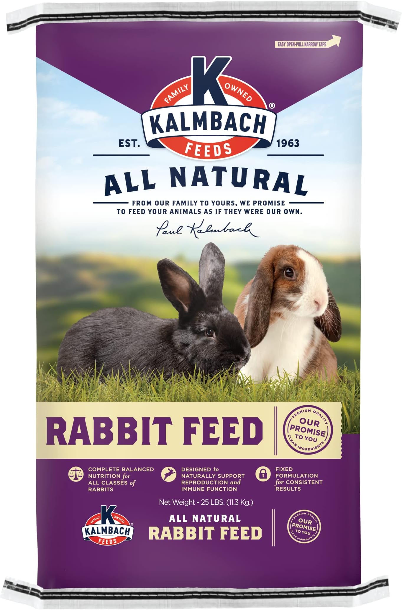 15% All Natural Rabbit Feed Pellets, 25 lb Bag