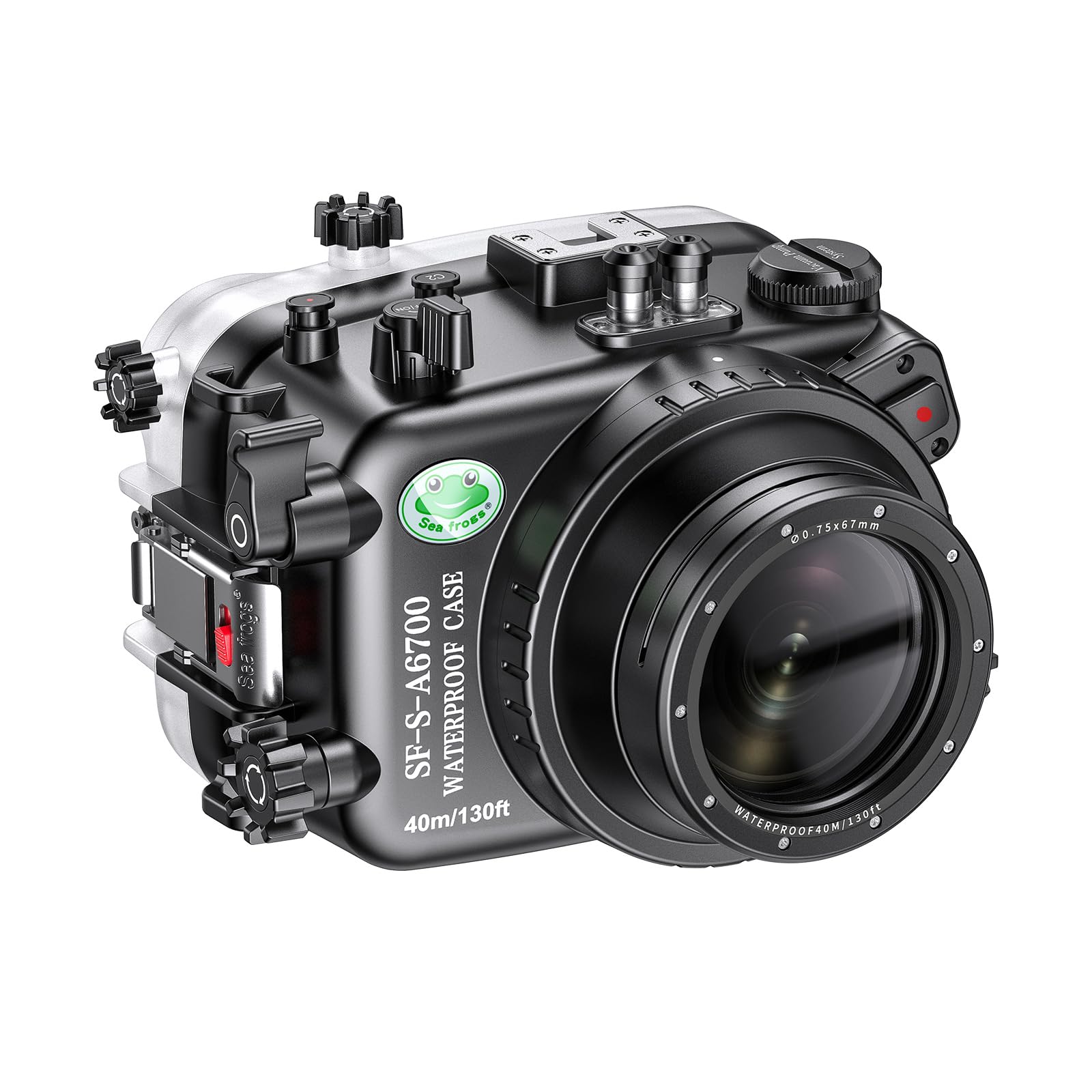 Sea frogs Unterwasser Kameragehäuse, kompatibel mit Sony A6700 10-18MM IPX8, maximale Tauchtiefe: 40 m, wasserdichte Kameratasche zum Tauchen, Surfen, Rudern, Skifahren